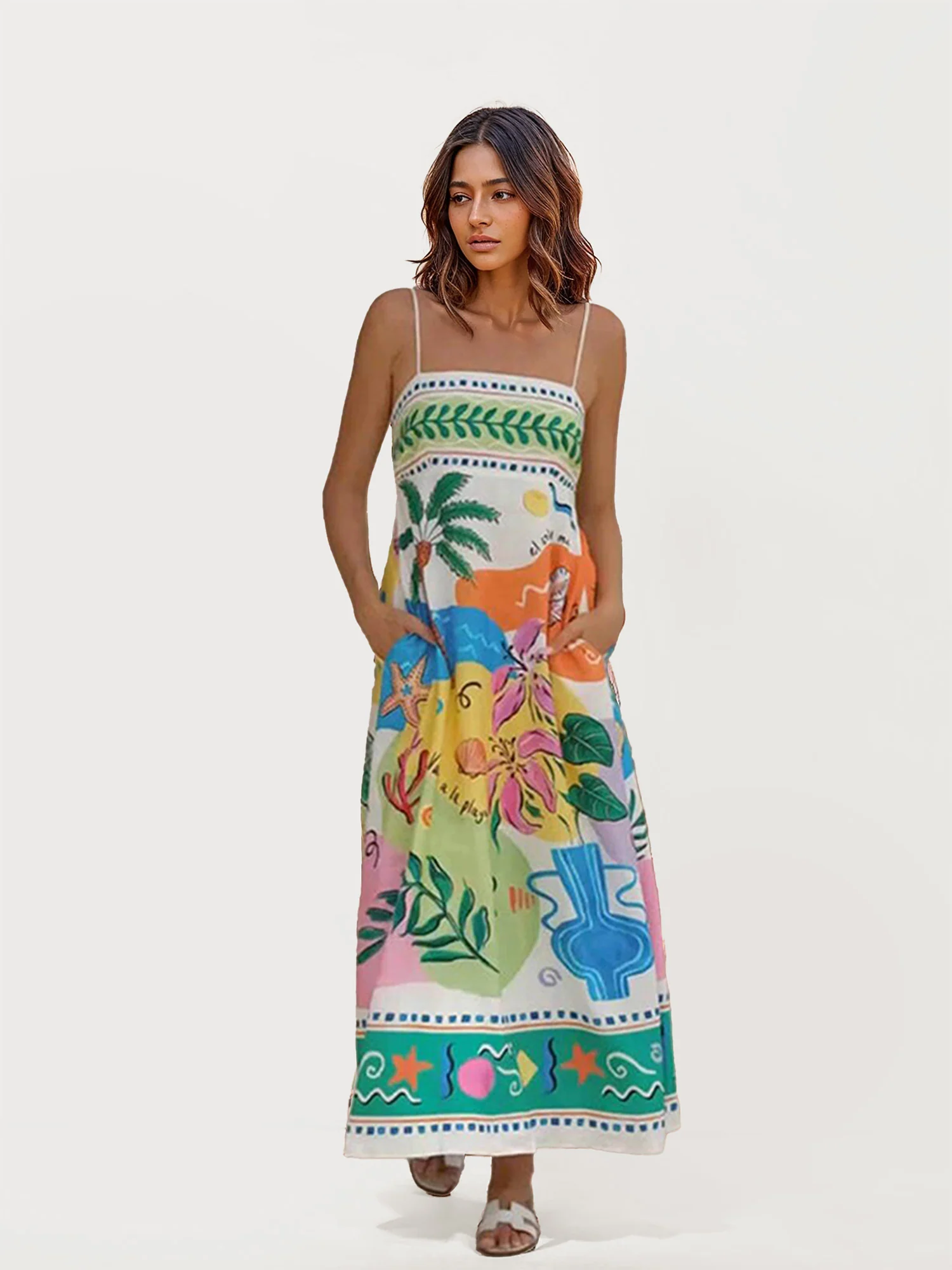 Tropical Maxi Dress with Bold Prints
