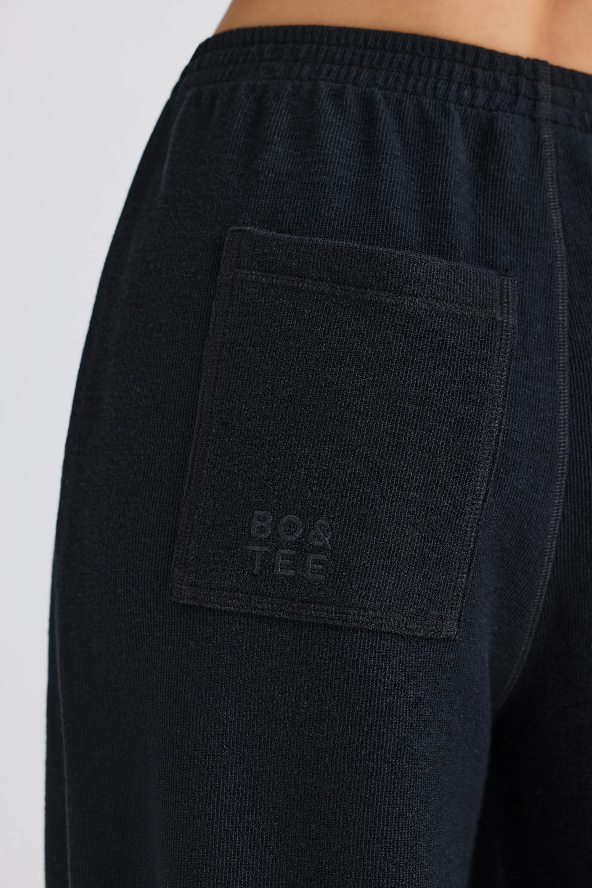 Textured Cotton Jersey Straight-Leg Joggers in Black