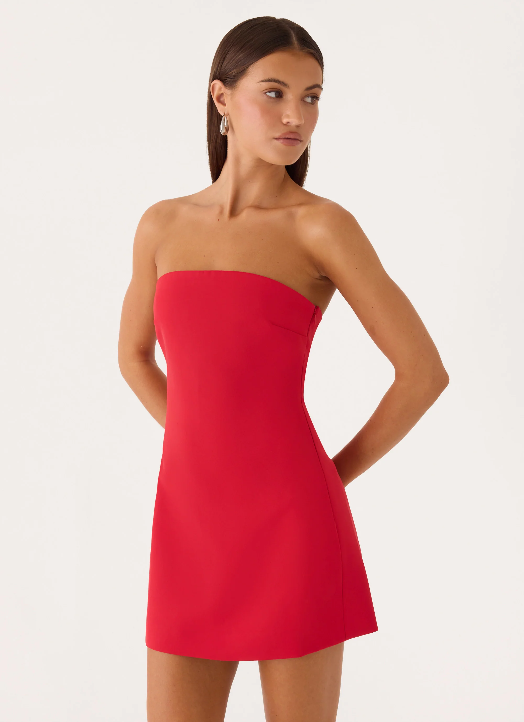 Alyse Strapless Mini Dress - Red - luluinthesky