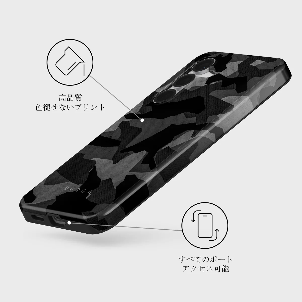Night Black Camouflage - Samsung Galaxy S25 FE ケース