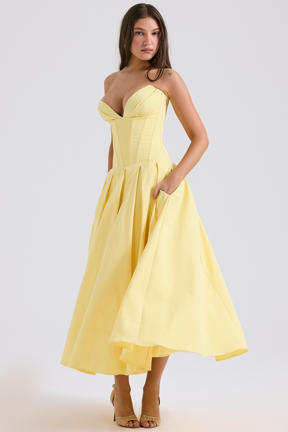 Sunshine Strapless Tulle Midi Dress