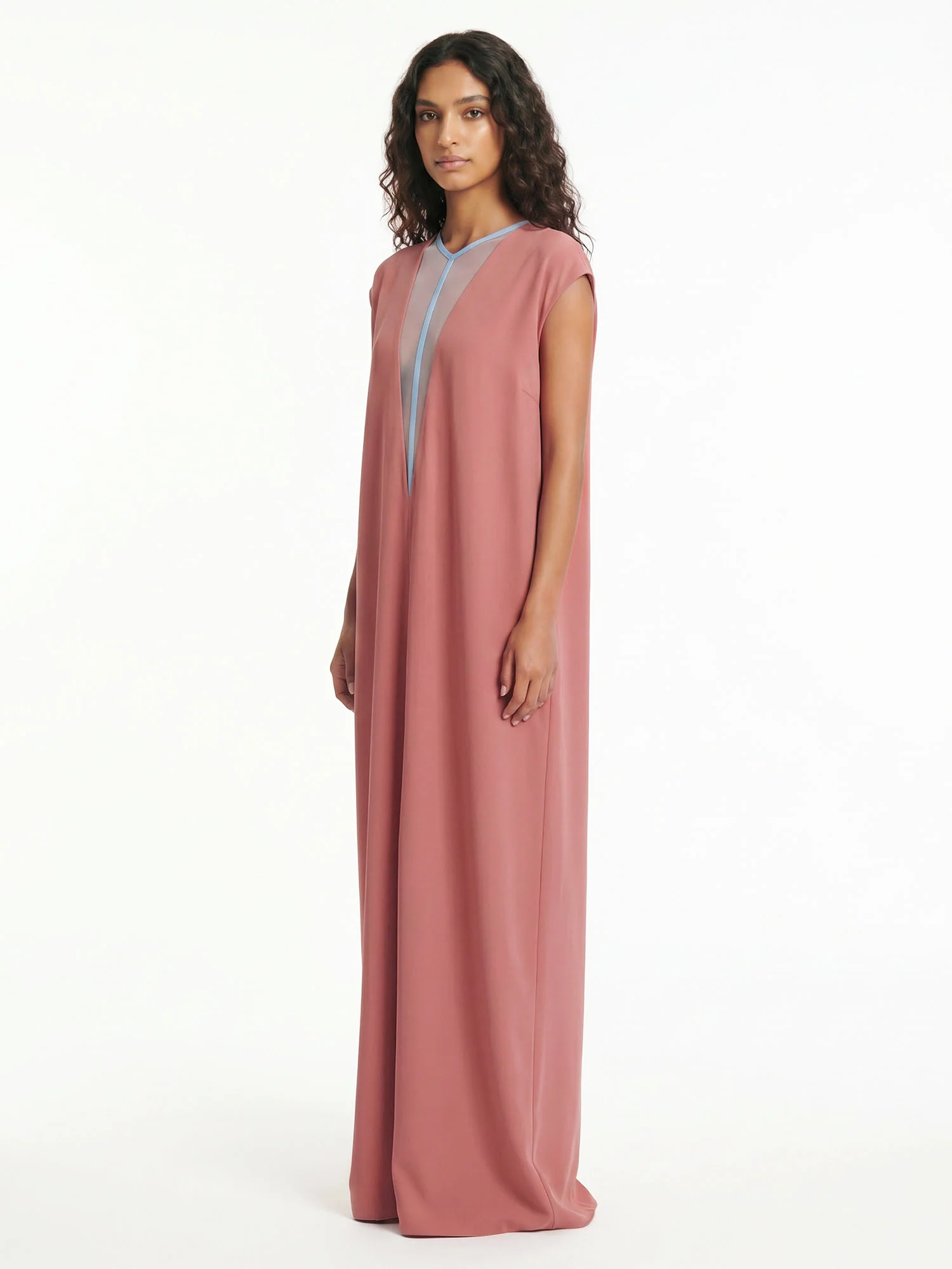 Terracotta Sheer Panel Maxi Dress