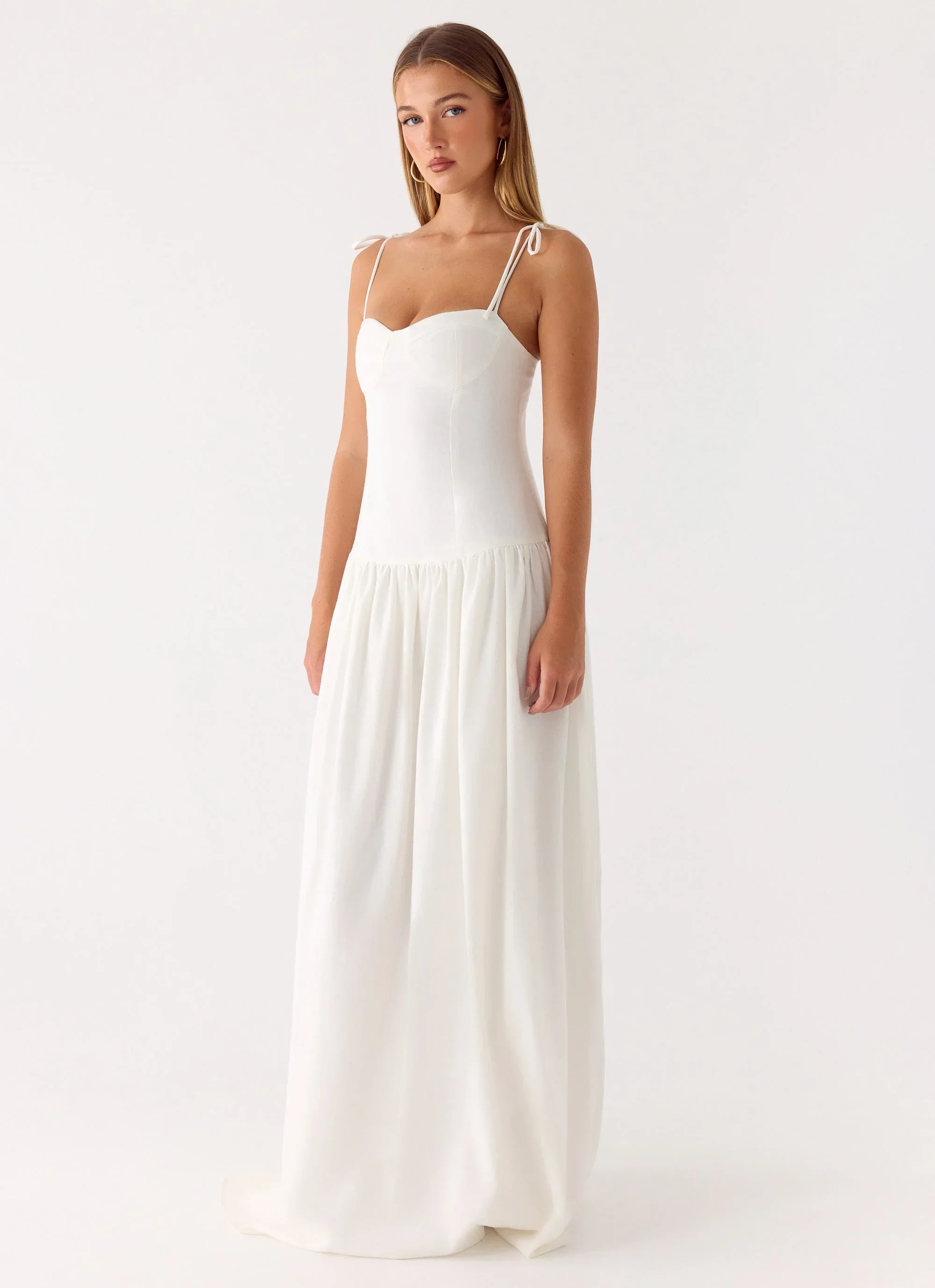 Giovanna Linen Maxi Dress - White - luluinthesky