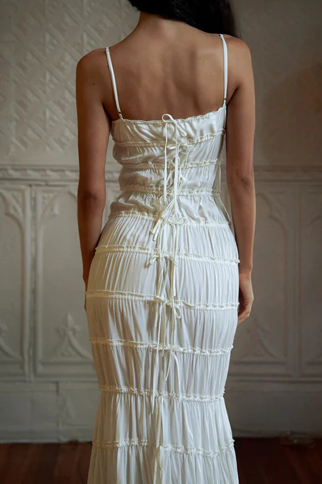 Ruffle Tunnel Gown in Cloud