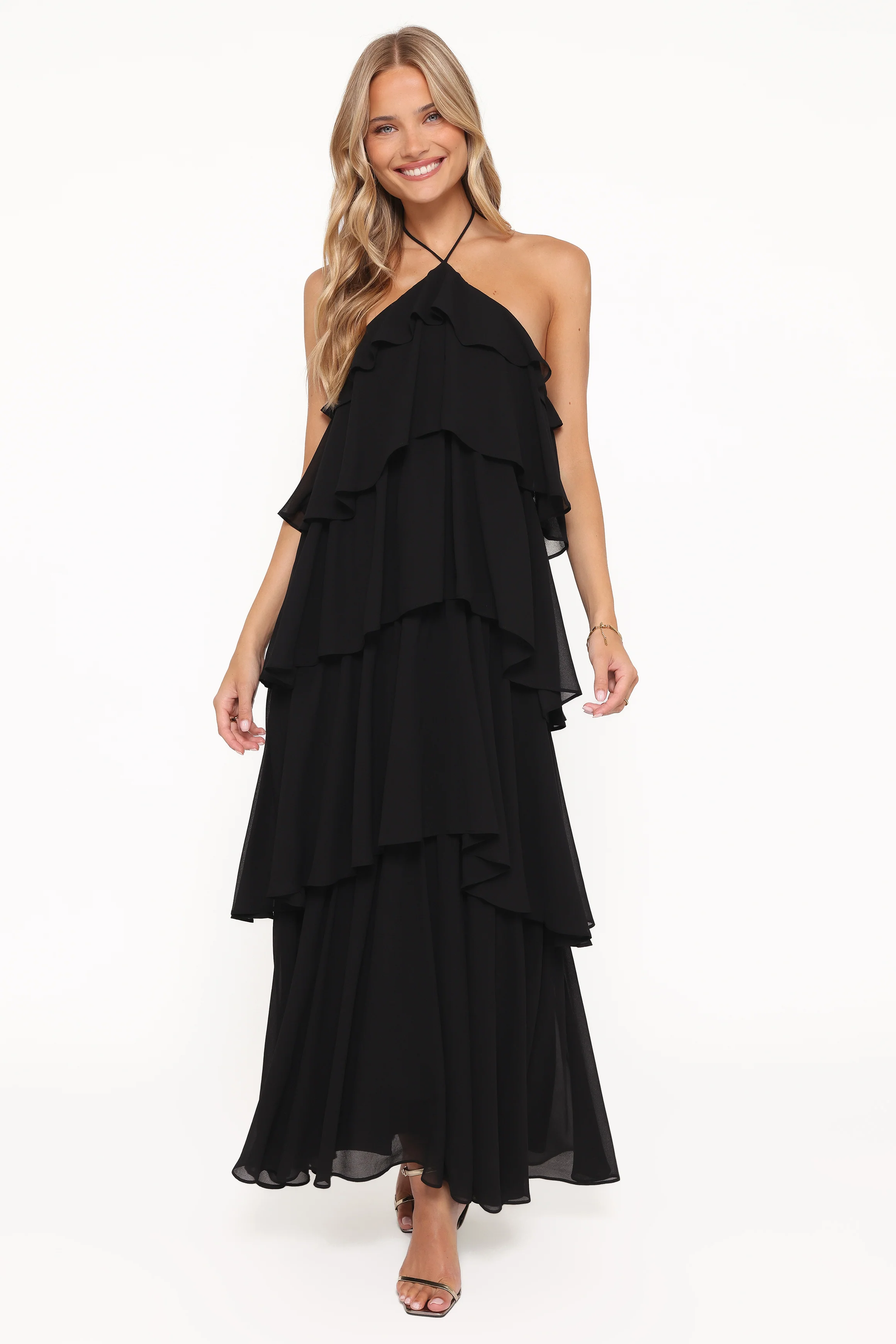 Chasity Halterneck Maxi Dress - Black