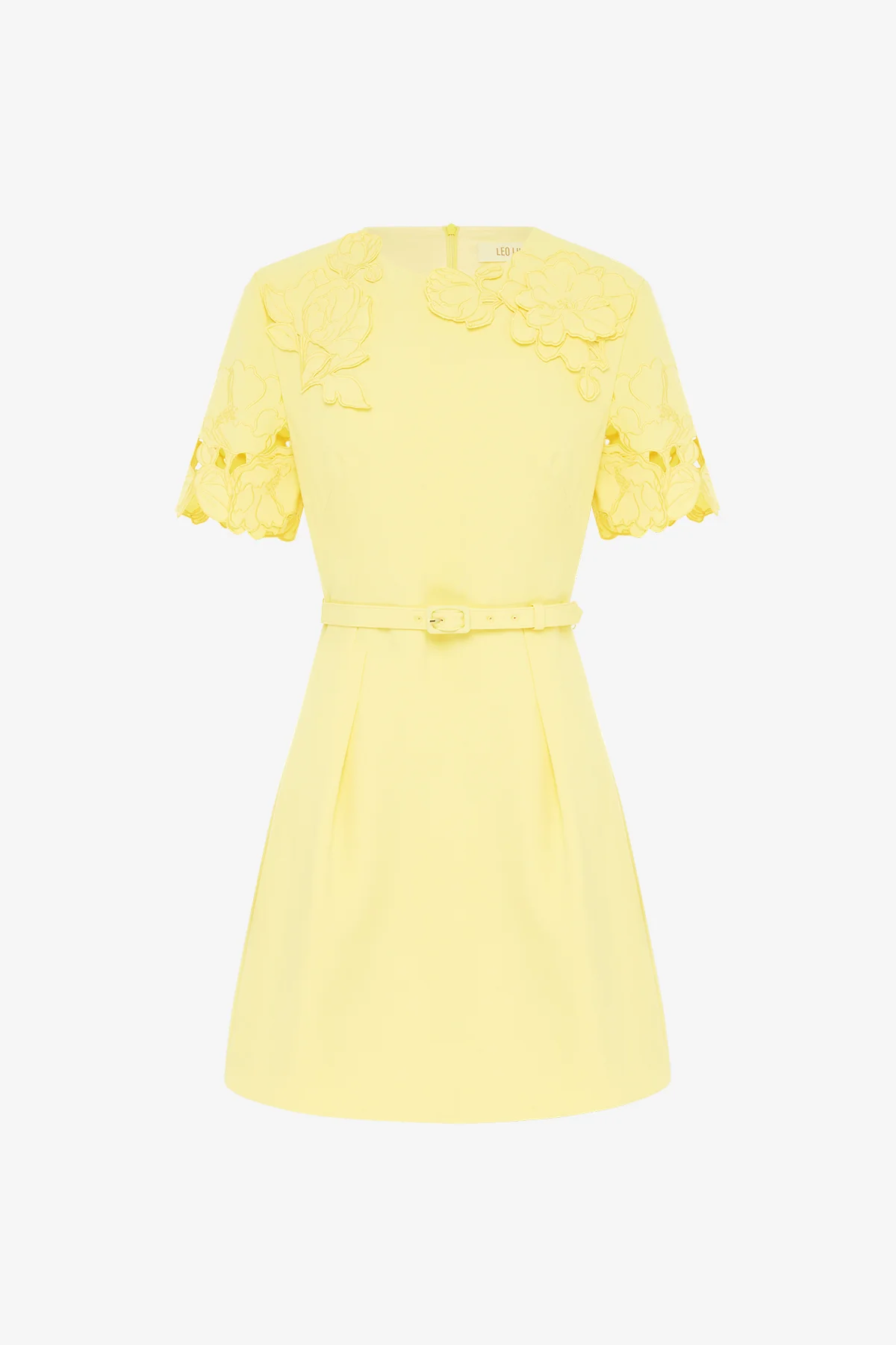 Aurelie Appliqué Short Sleeve Mini Dress - Sorbet Yellow
