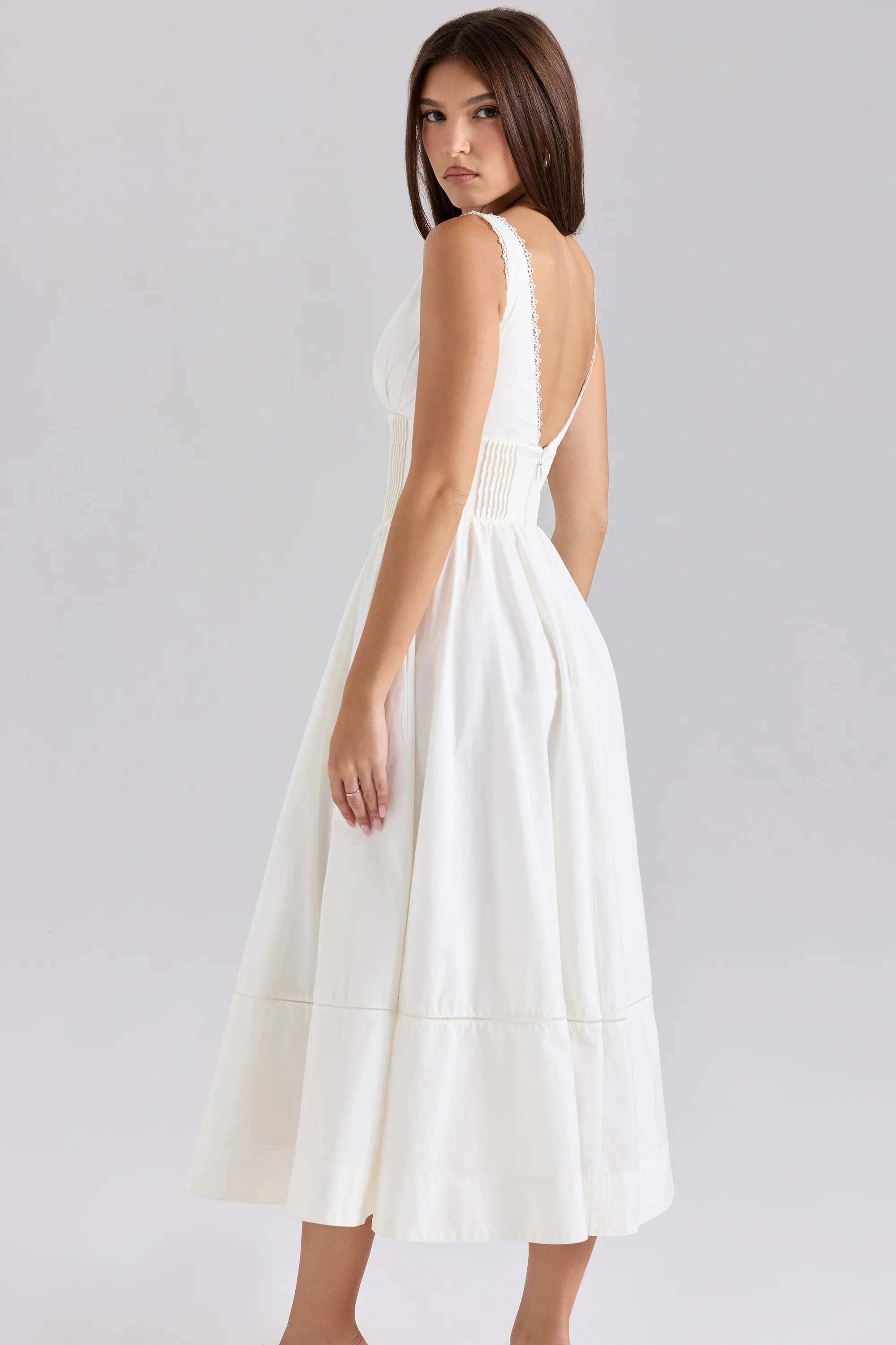 white stretch cotton midi sundress - luluinthesky