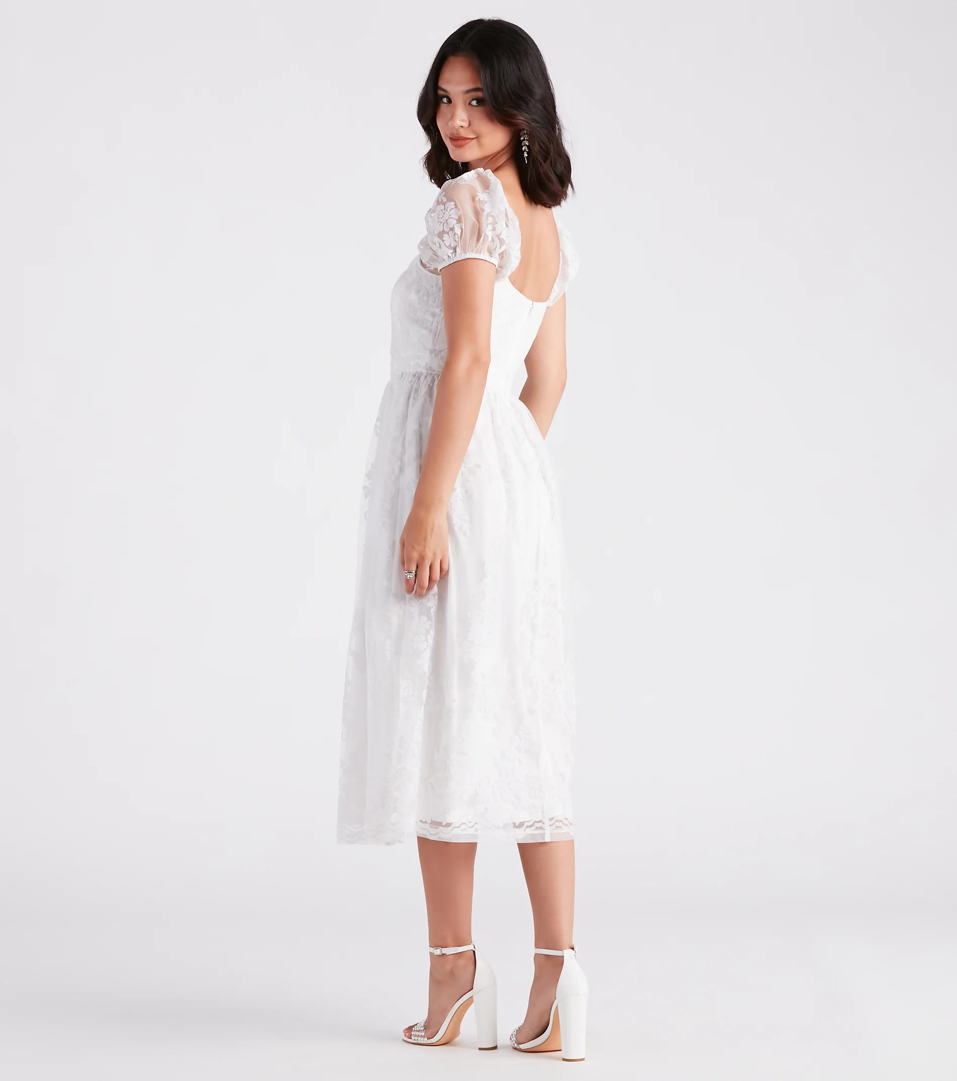 Mary Formal Flocked Velvet A-Line Midi Dress