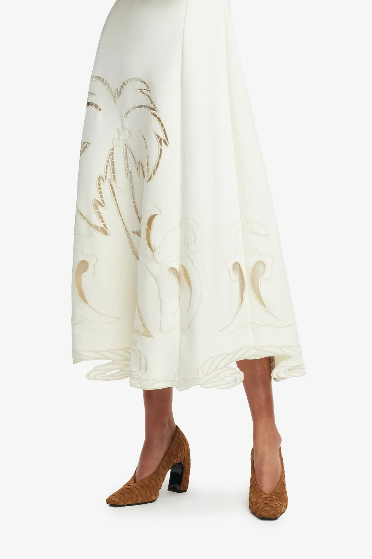 Cleo Palm Sleeveless Midi Dress - Vanilla