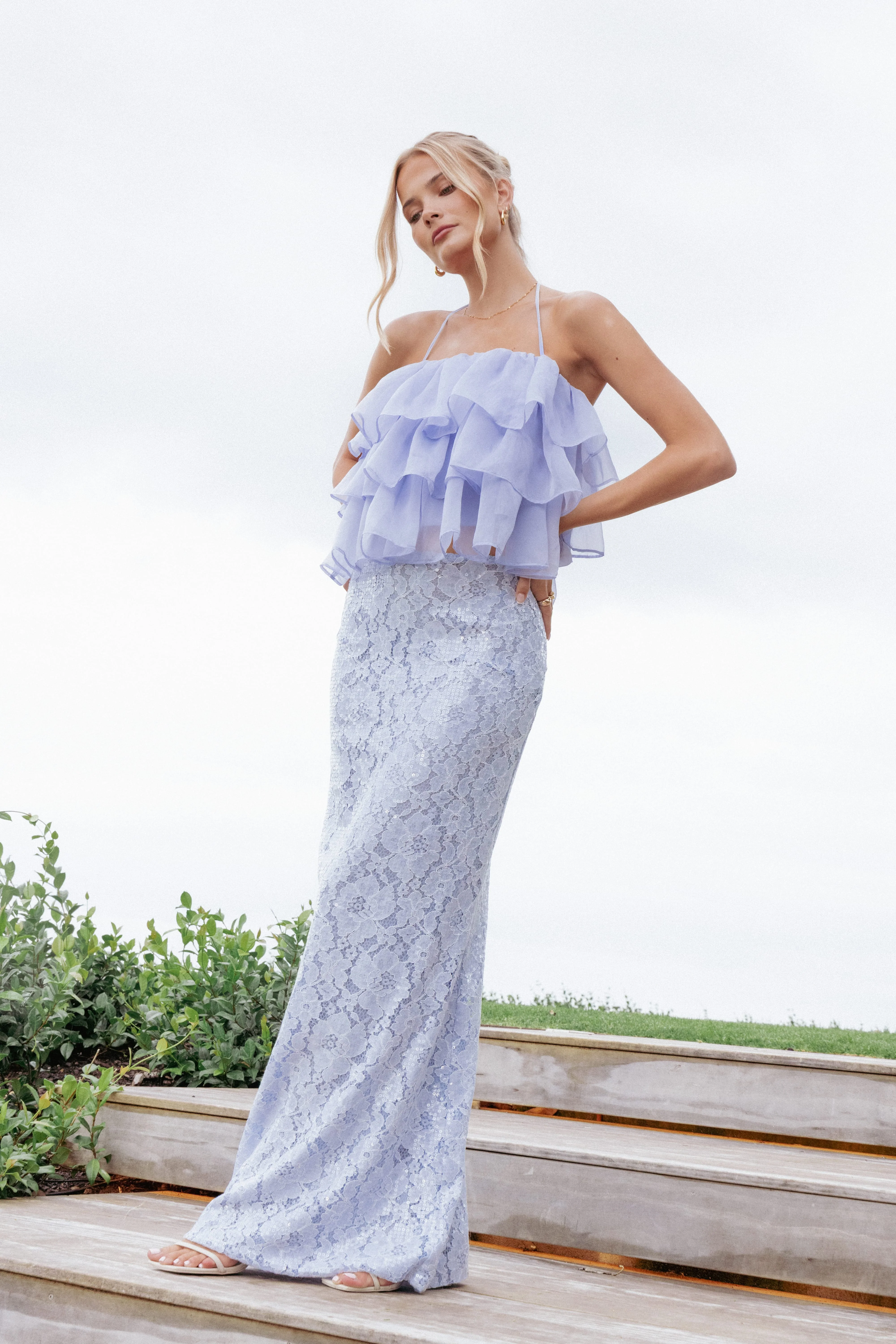 Taelya Flounce Top - Blue