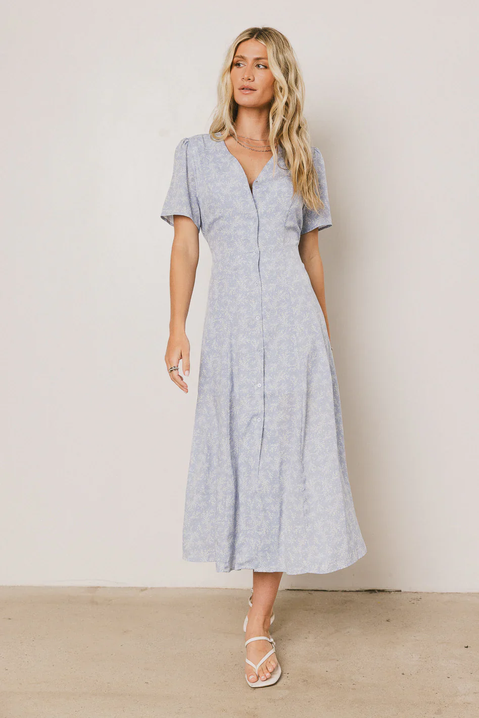 Kade Floral Midi Dress in Blue