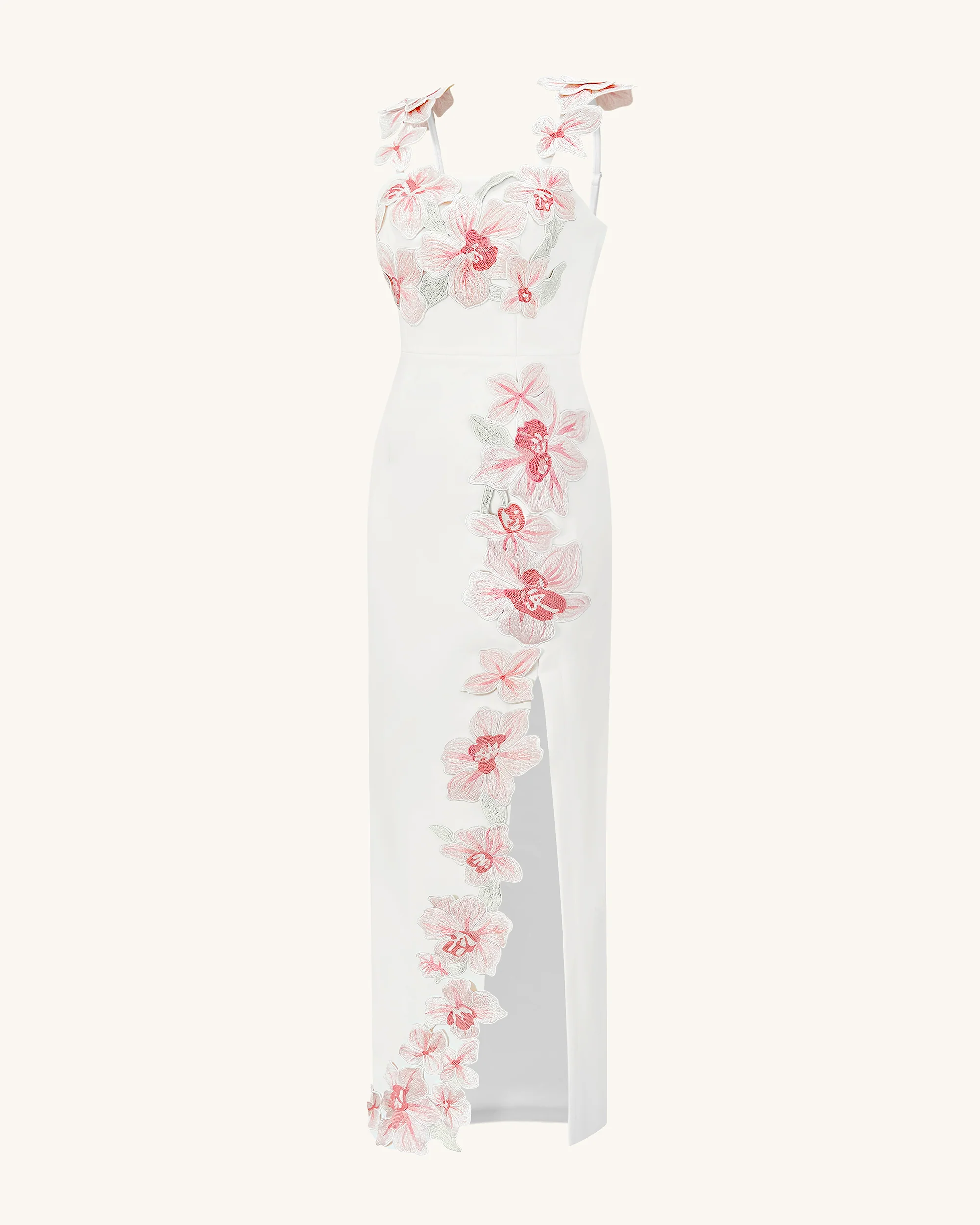 Flower Embroidered Dress - White/Pink - FASHION NOB
