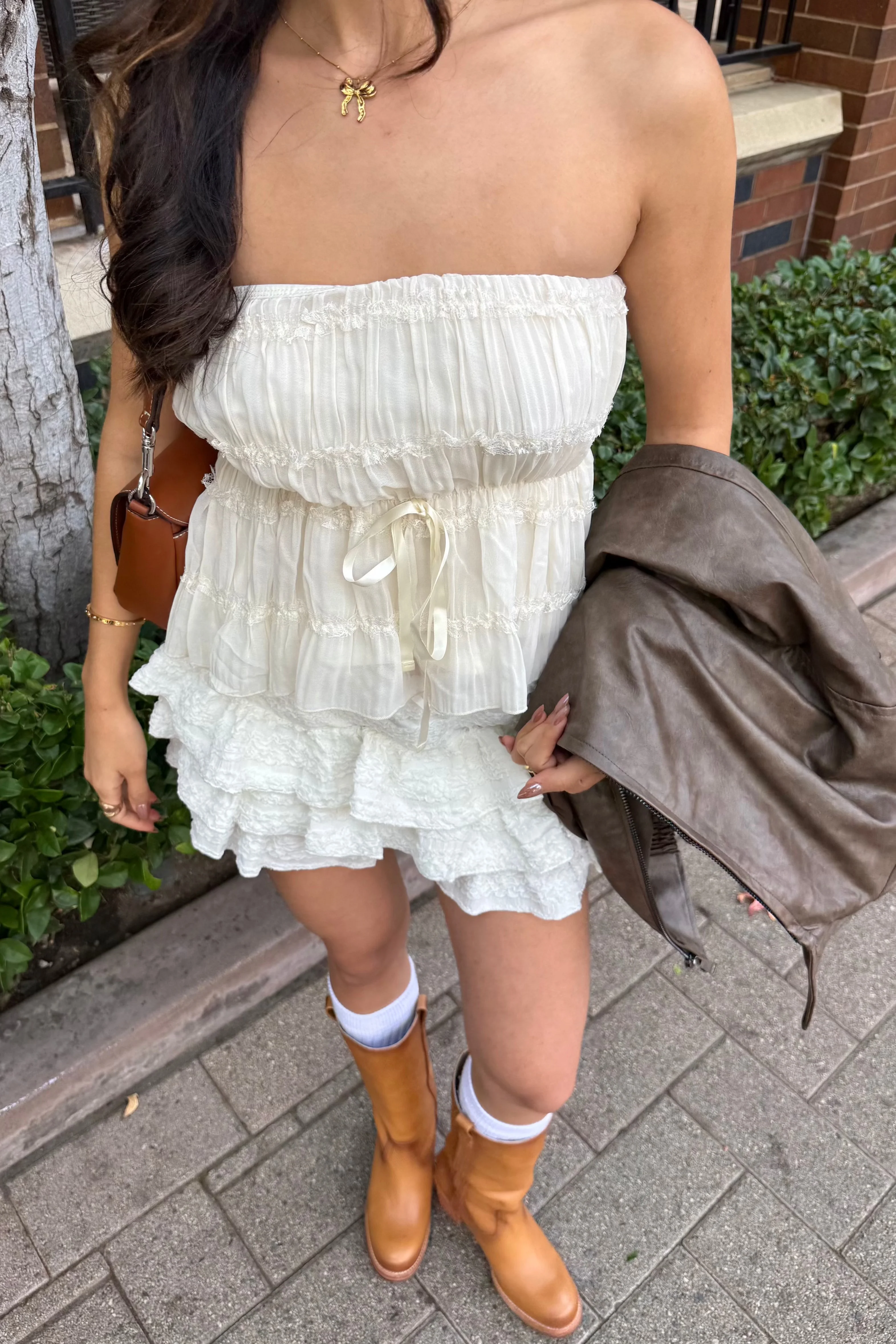 Smocked Ruffle Tube Top