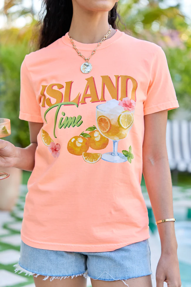 Island Time Neon Orange Graphic Tee