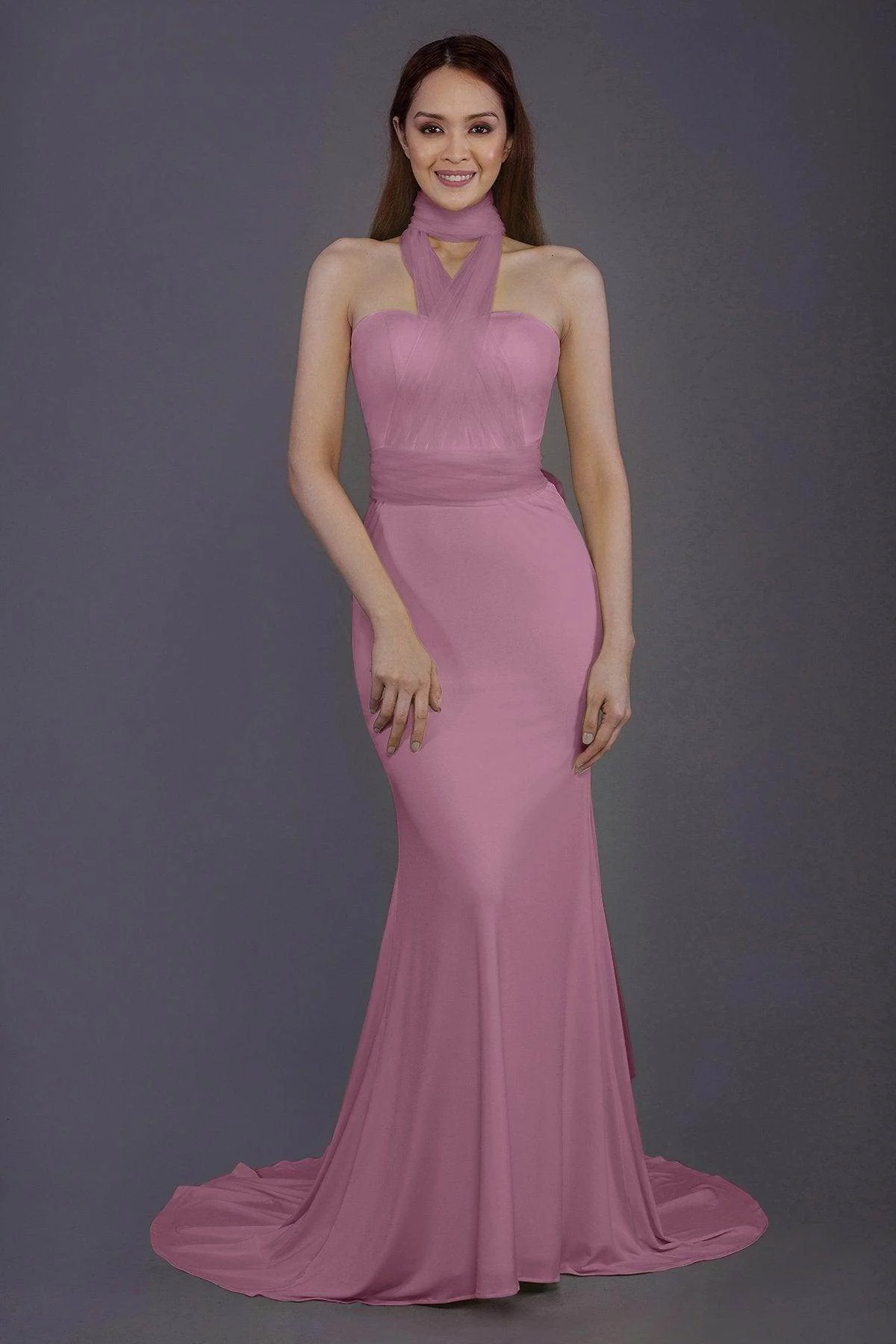 Mermaid Court Train Knitted Fabric Bridesmaid Dress PR3498