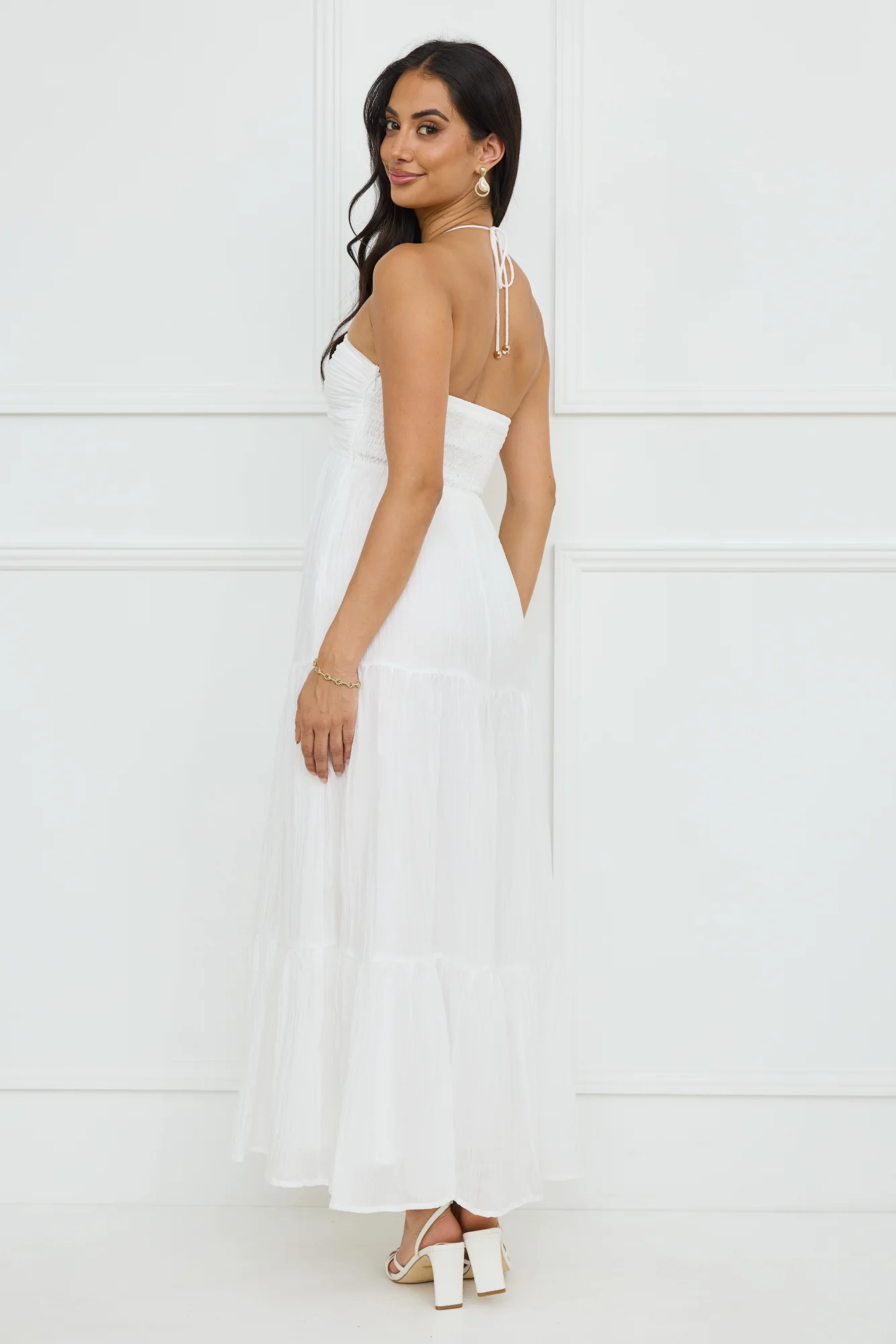 Sunshine Escape Halter Maxi Dress White - luluinthesky