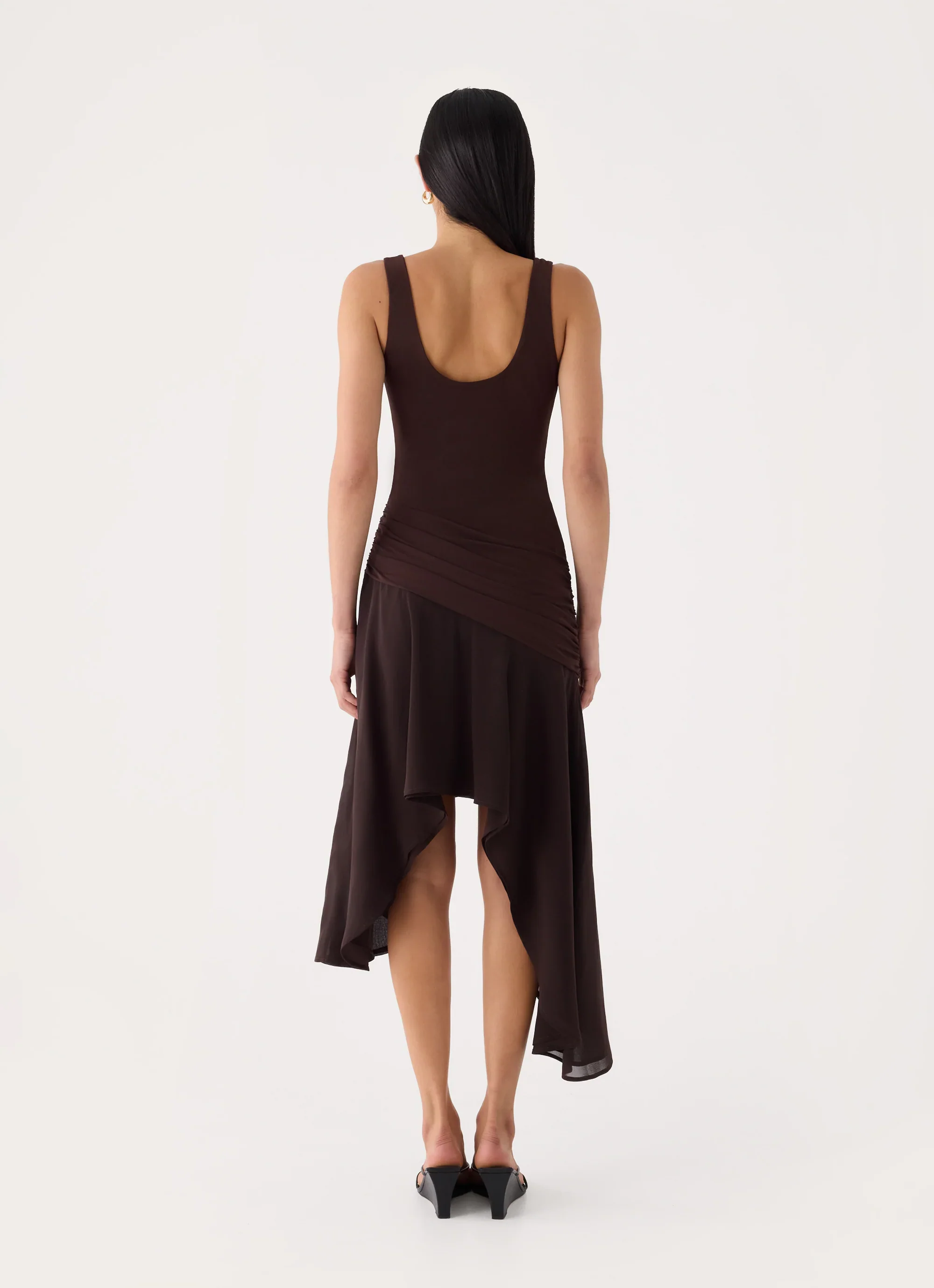 Concetta Contrast Midi Dress - Chocolate