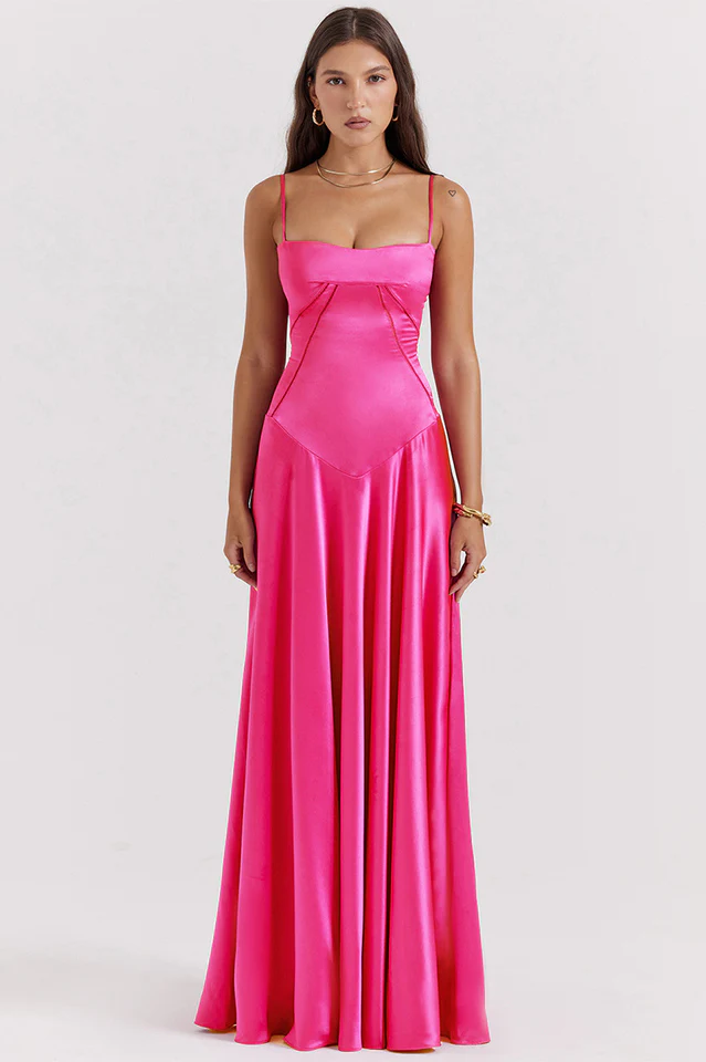 Anabella Black Lace Up Maxi Dress
