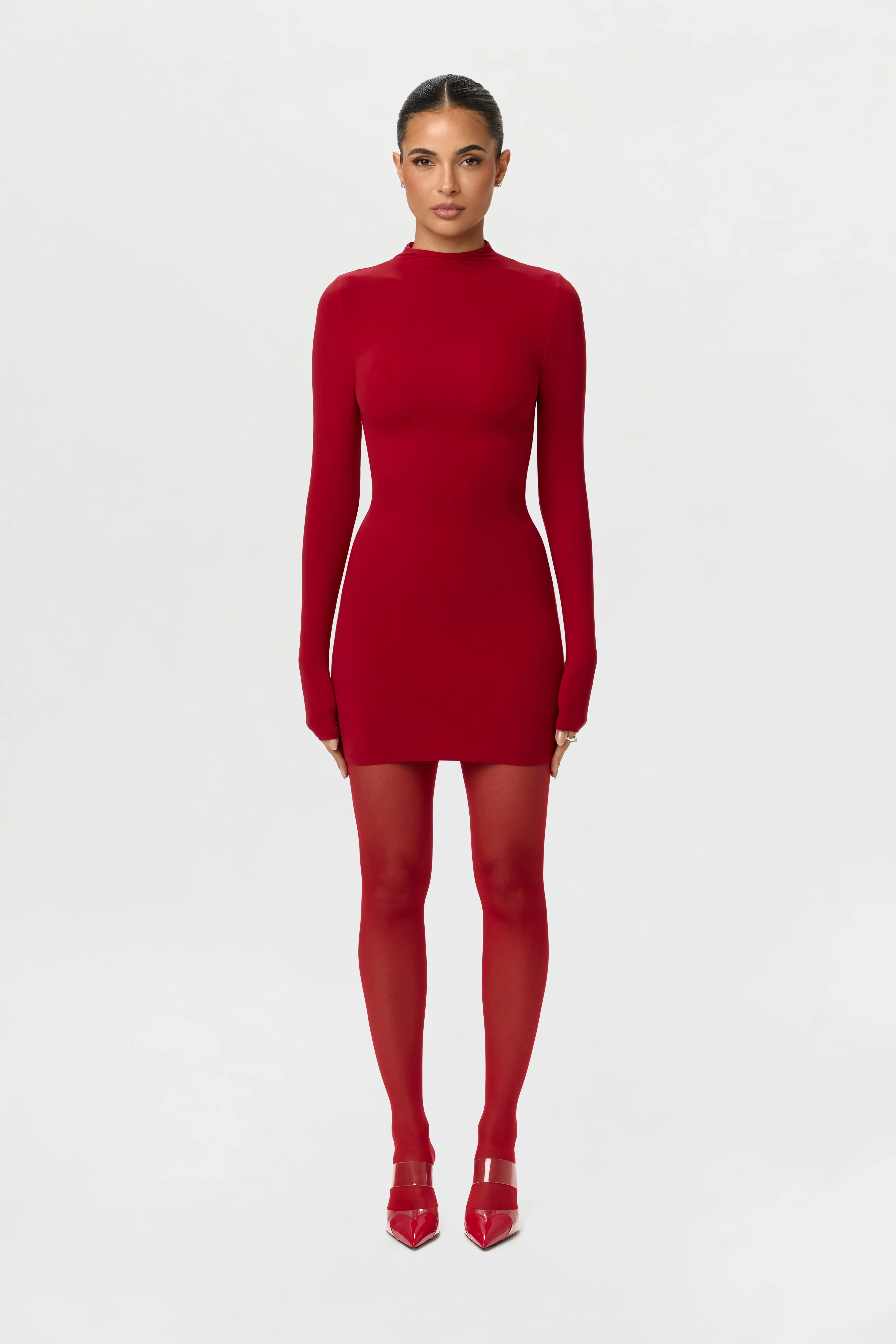 Naked Mock Neck Mini Dress