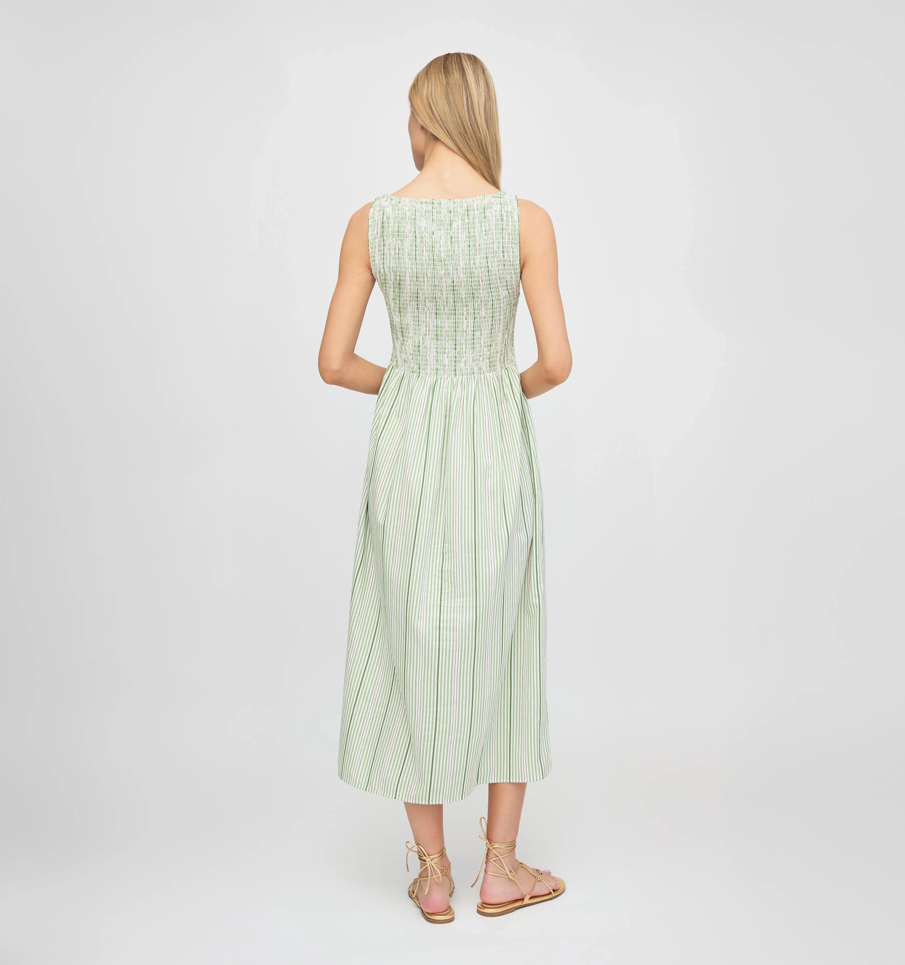 The Cosima Nap Dress - Green Jacquard Stripe