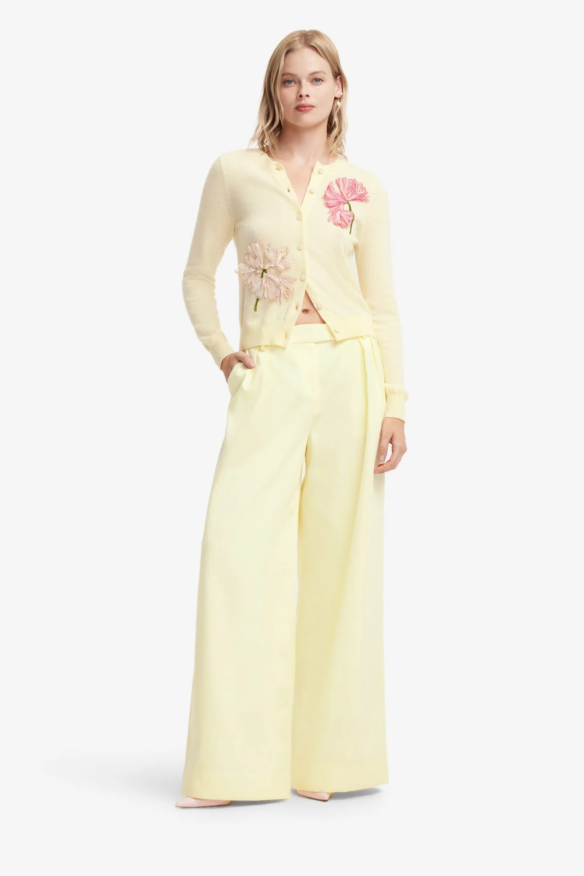 Claire Appliqué Cashmere Blend Cardigan - Agapanthus Print