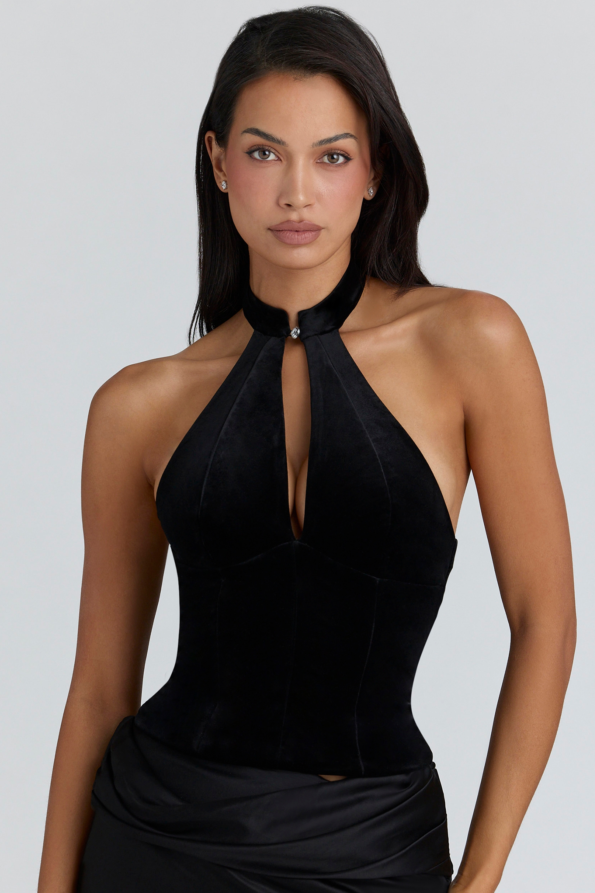 Black Velvet Halter Neck Top