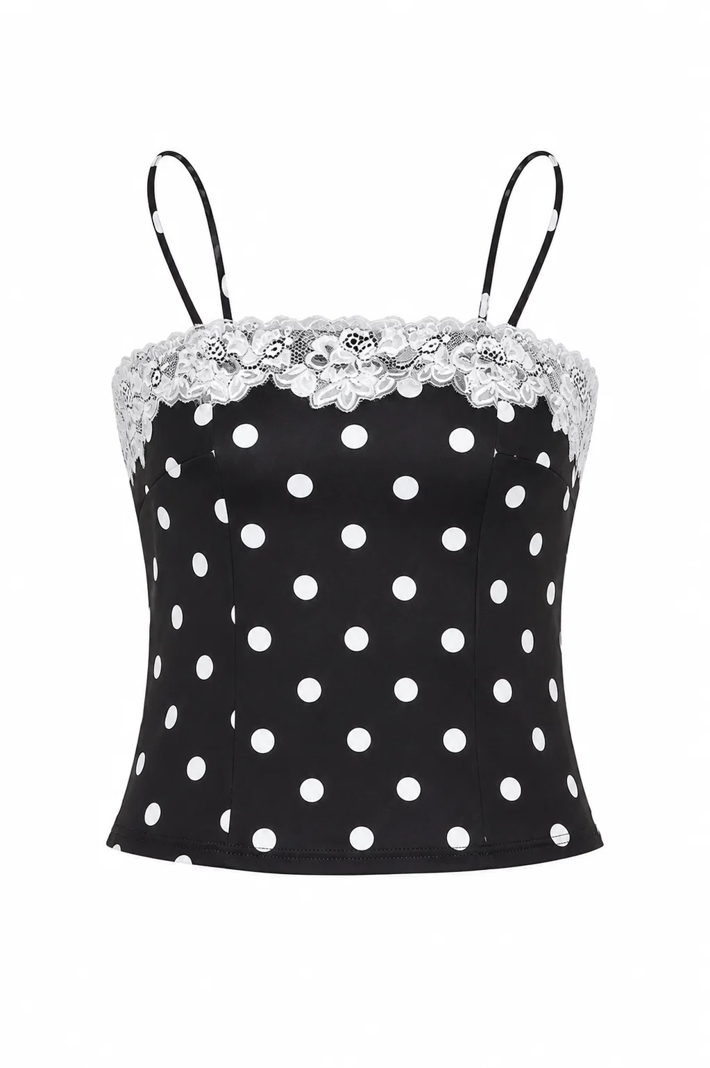 Polka Dot Lace Trim Cami Top