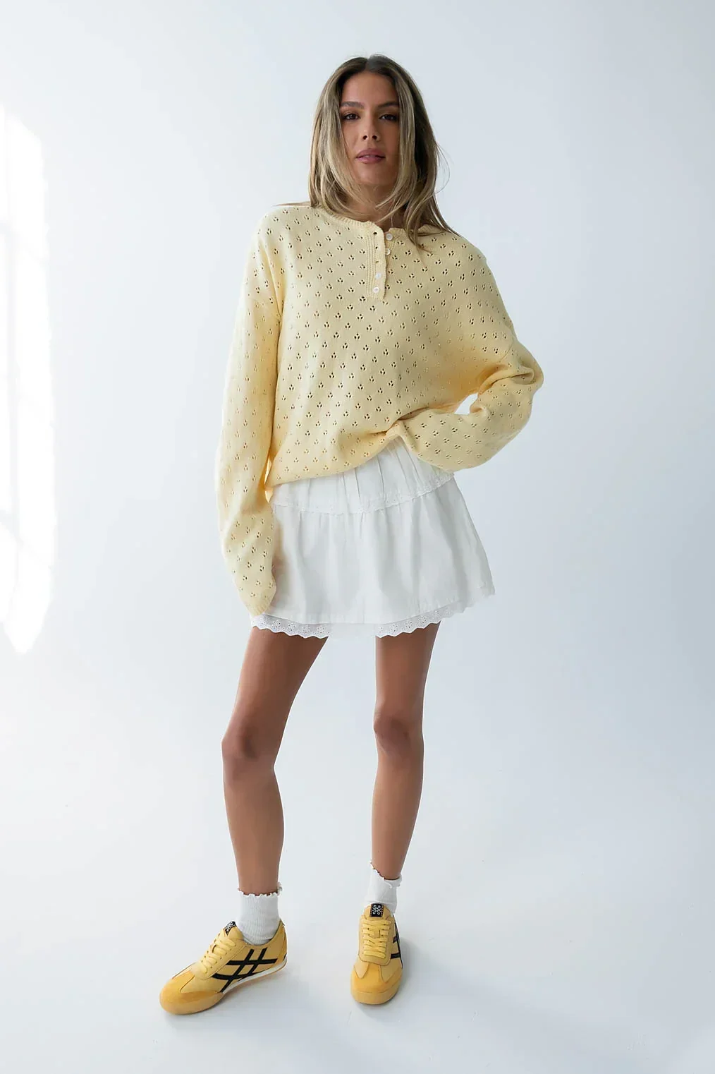 Margot Pointelle Sweater in Butter Yellow FINAL SALE