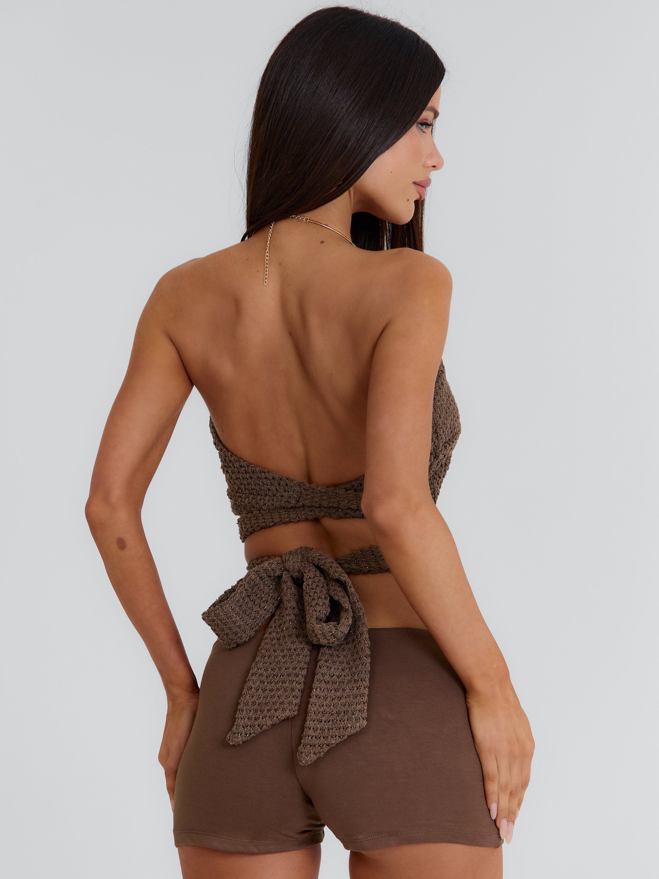 NEVVAEH CROP TOP BROWN