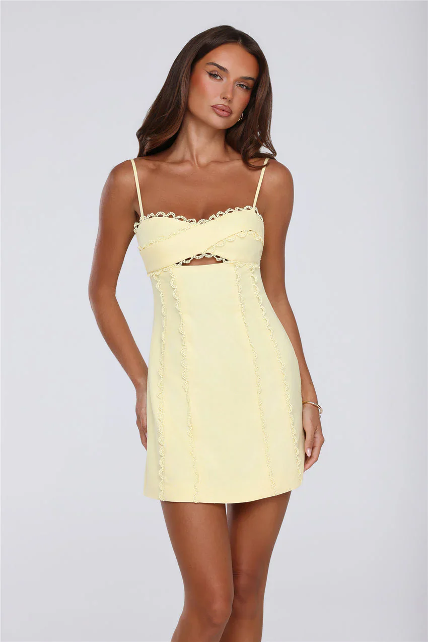 Summer Lane Mini Dress Yellow - luluinthesky