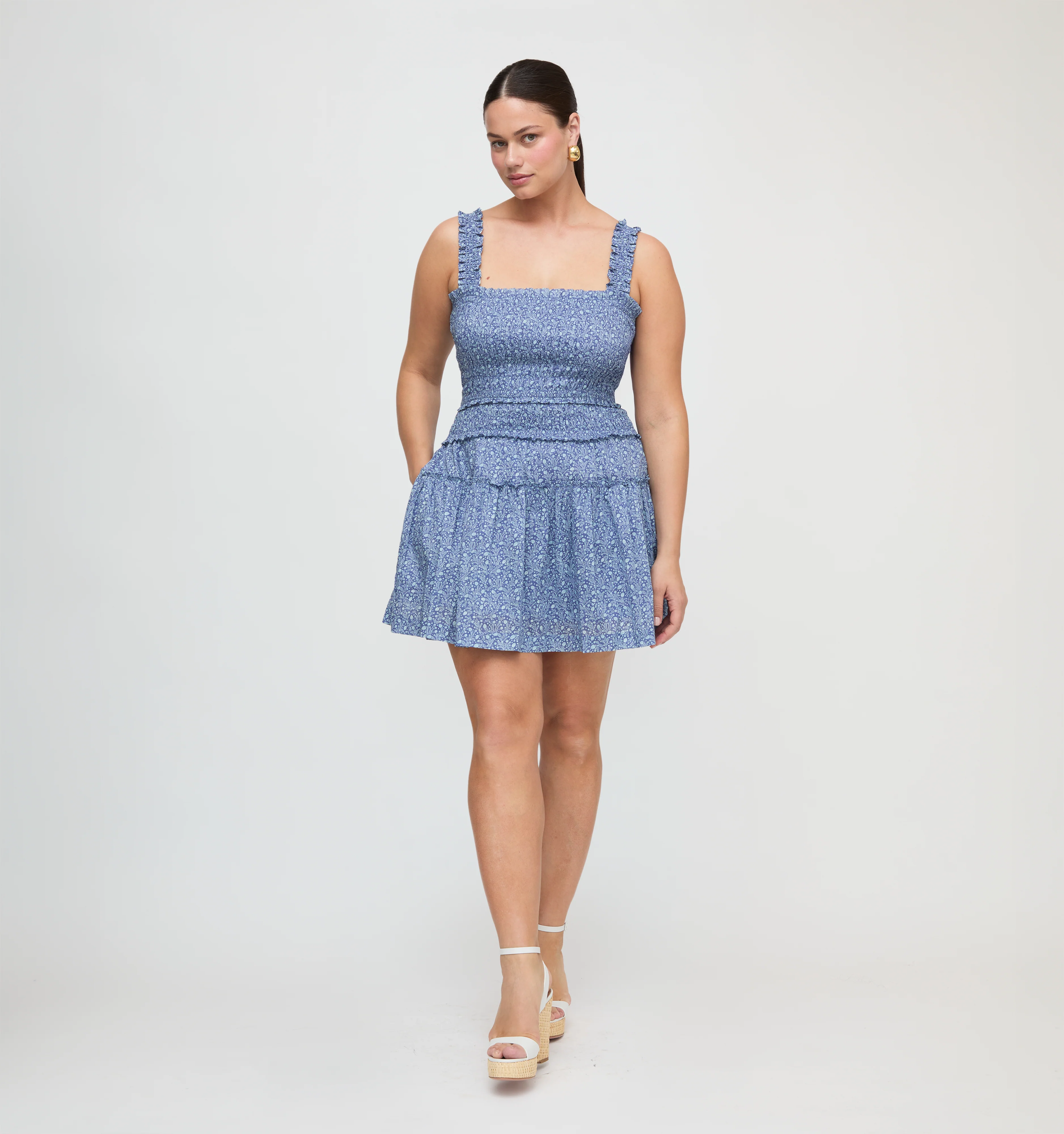 The Azalea Mini Nap Dress - Cornflower Ditsy Thistle