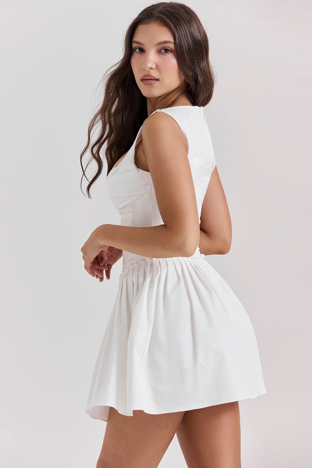 White Pleated Mini Dress