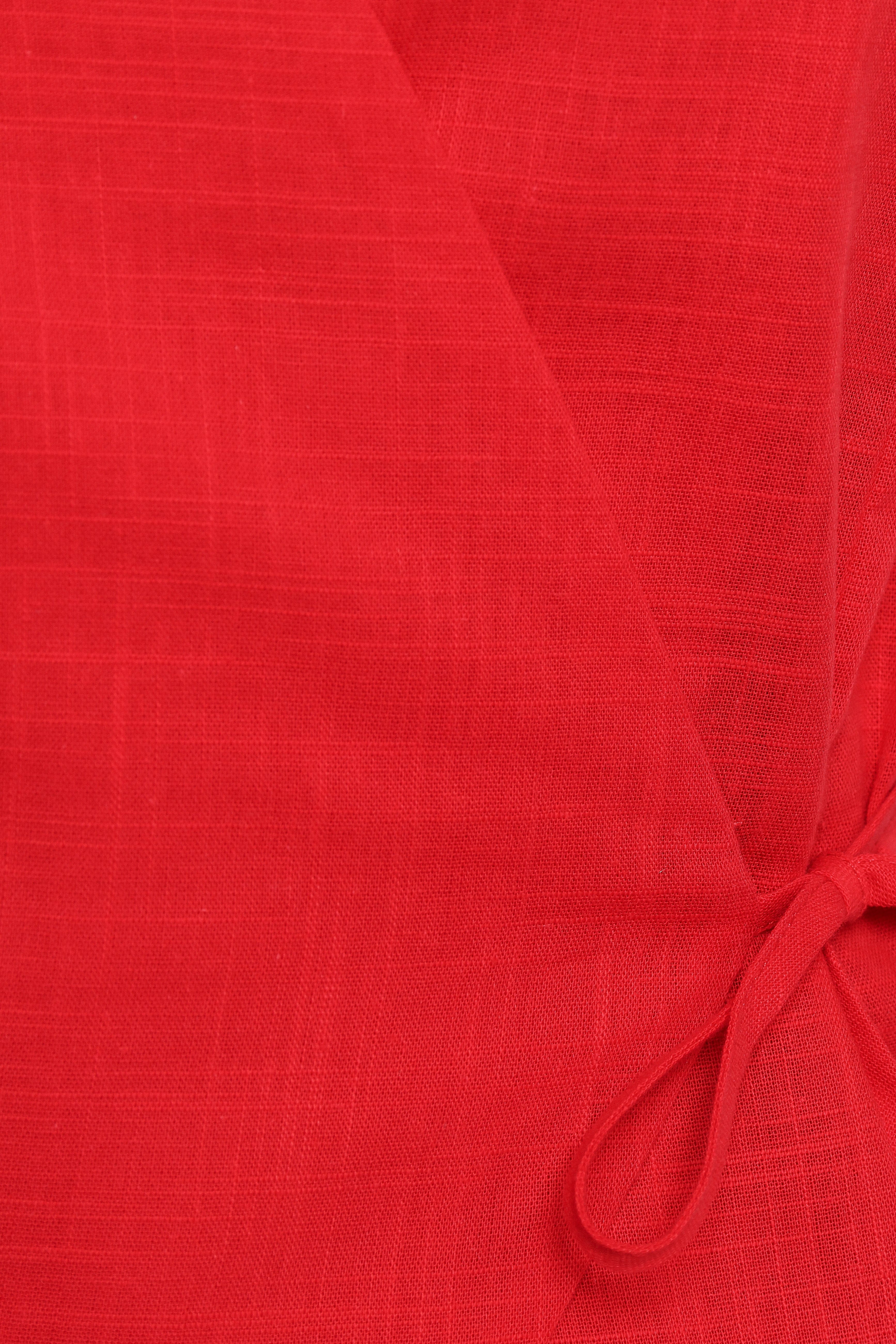 Vanni Wrap Front Linen Top - Red