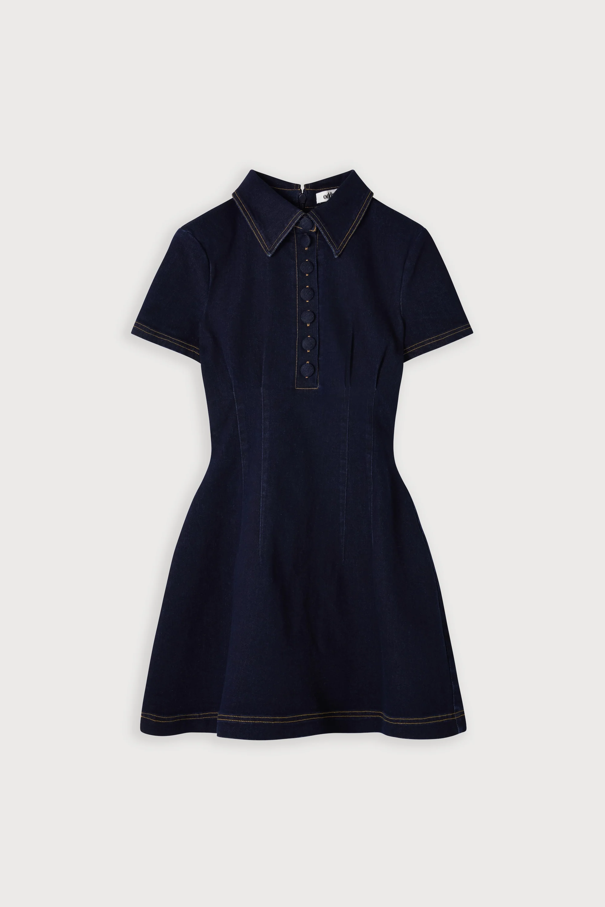 Cotton Mix Denim Collared Mini Dress