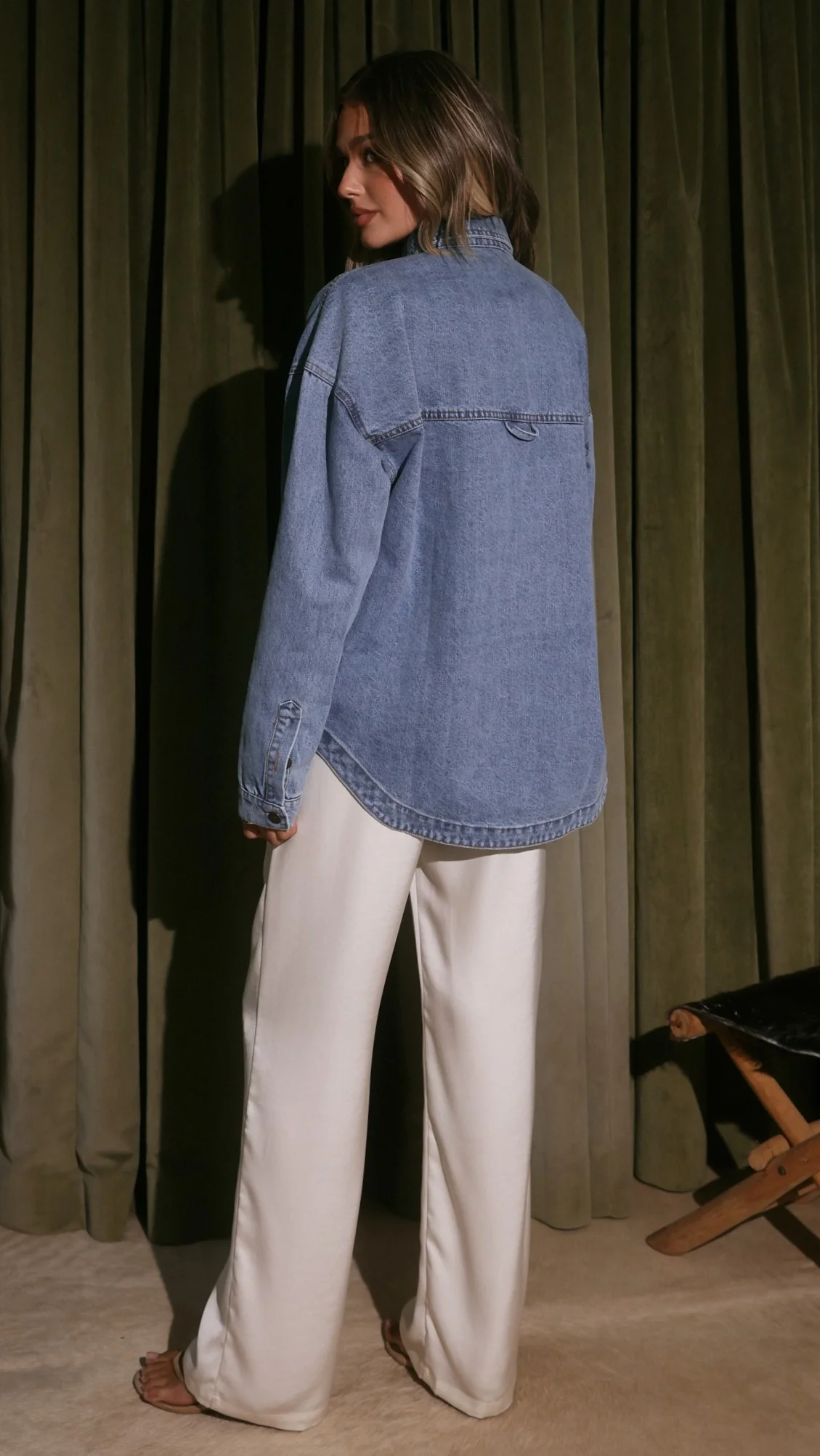 Zaeliah Denim Oversized Shirt - Light Blue