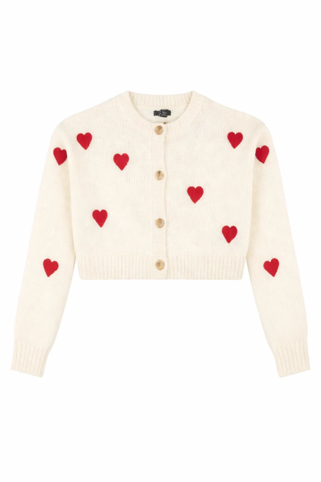 Heart Print Cropped Cardigan