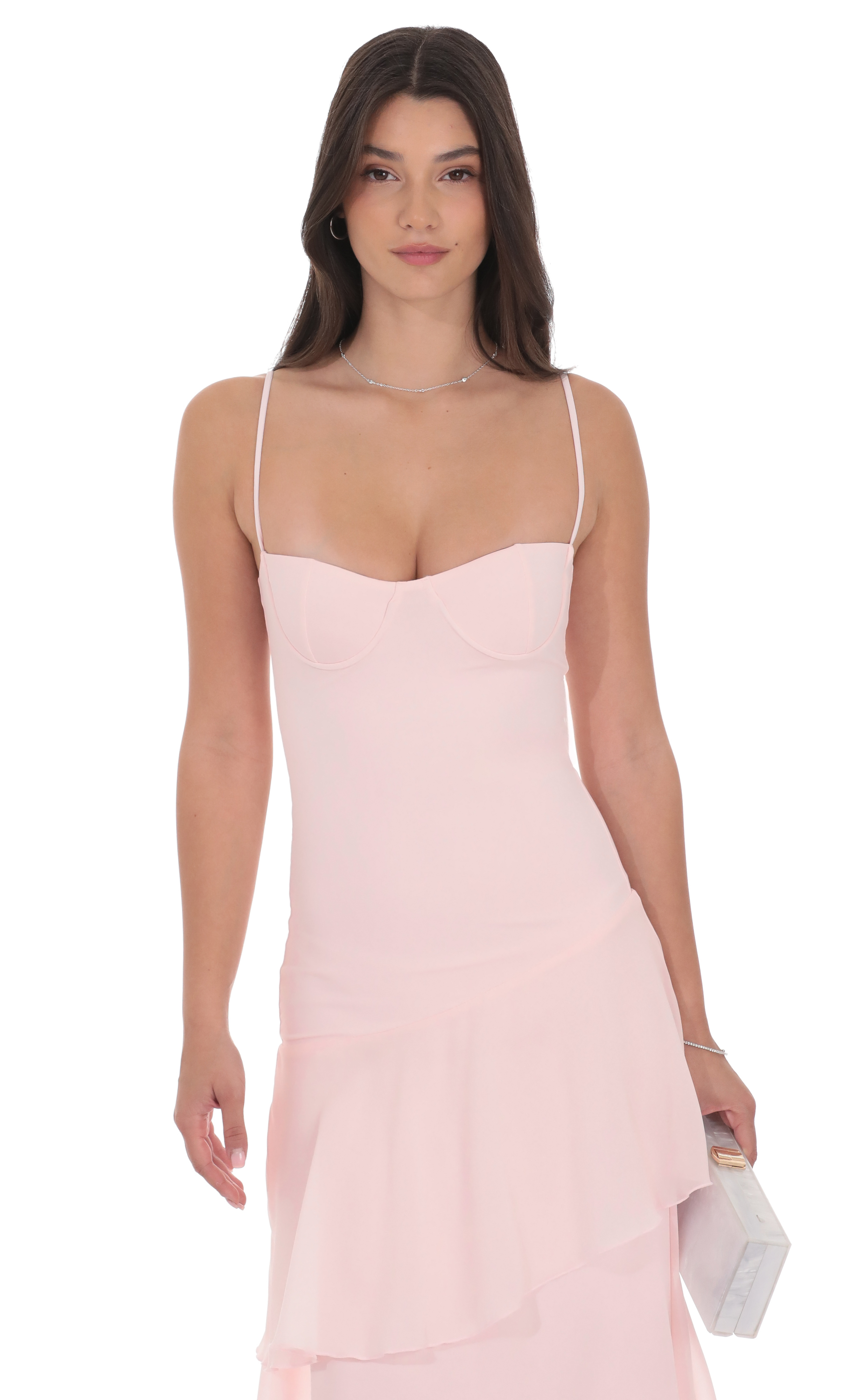 Long Ruffle Maxi Dress in Pastel Pink - luluinthesky