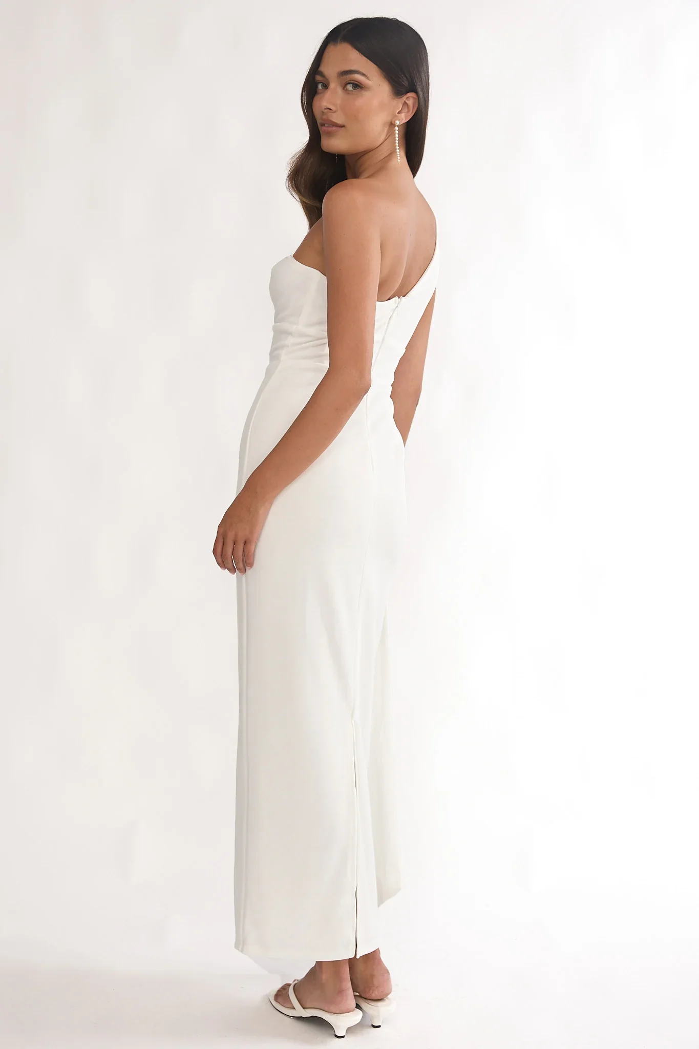 Verra One-Shoulder Sash Maxi Dress White