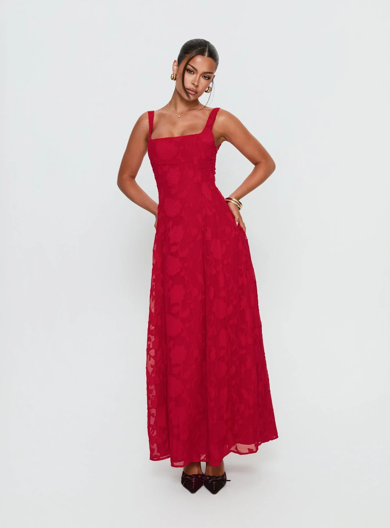 Margaux Burnout Maxi Dress Red