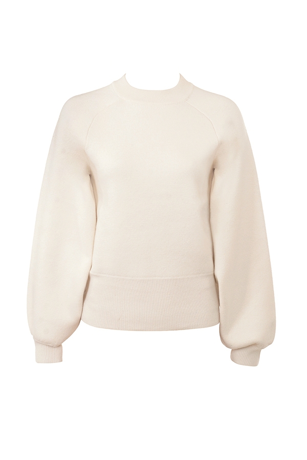 Cream Wool Cashmere Heavy Knit Sweater