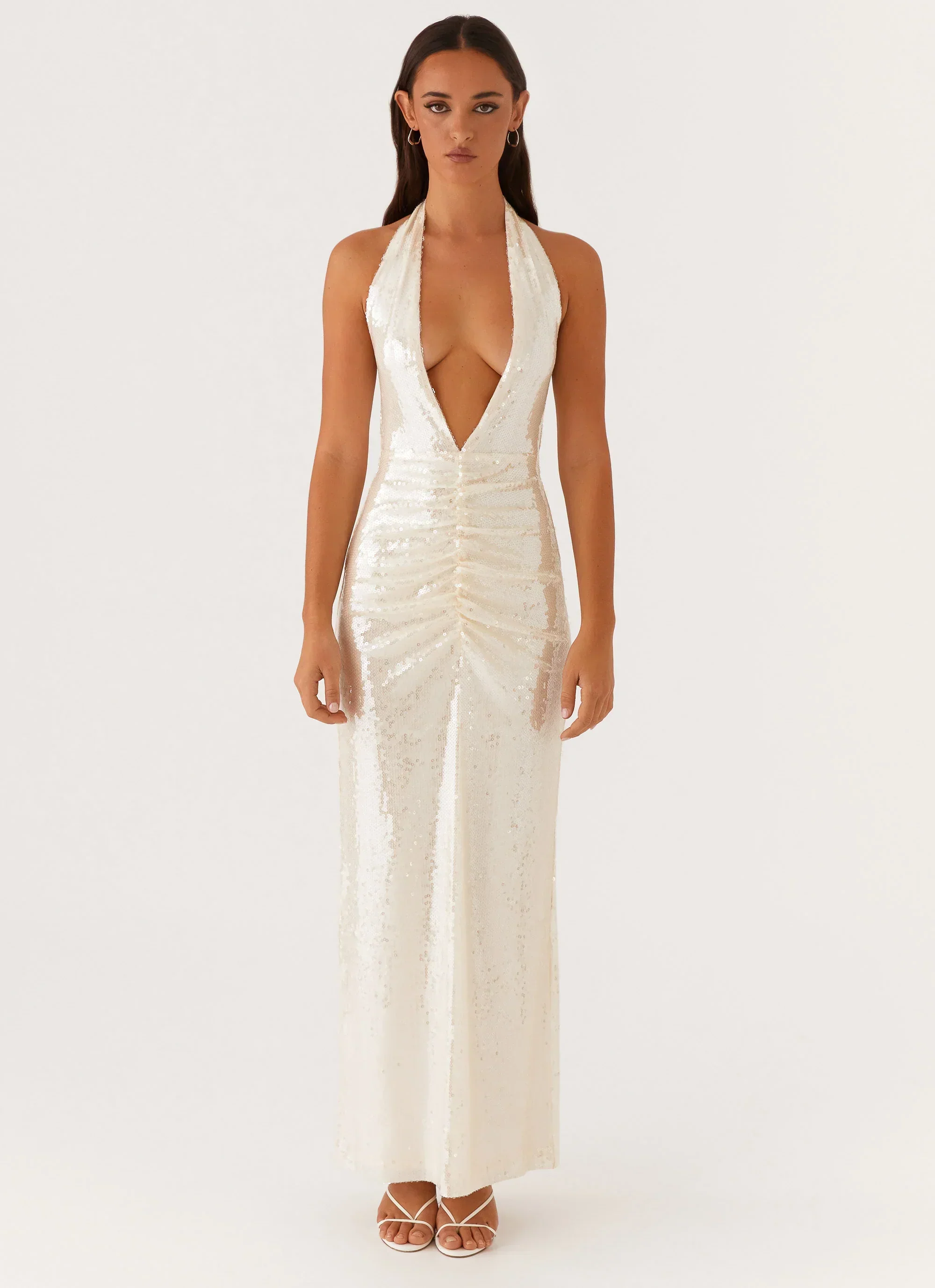 Whisked Away Halterneck Maxi Dress - White - luluinthesky