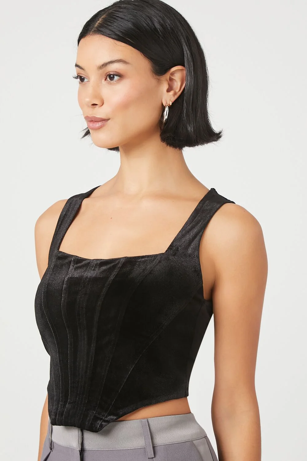 Velvet Bustier Cropped Tank Top