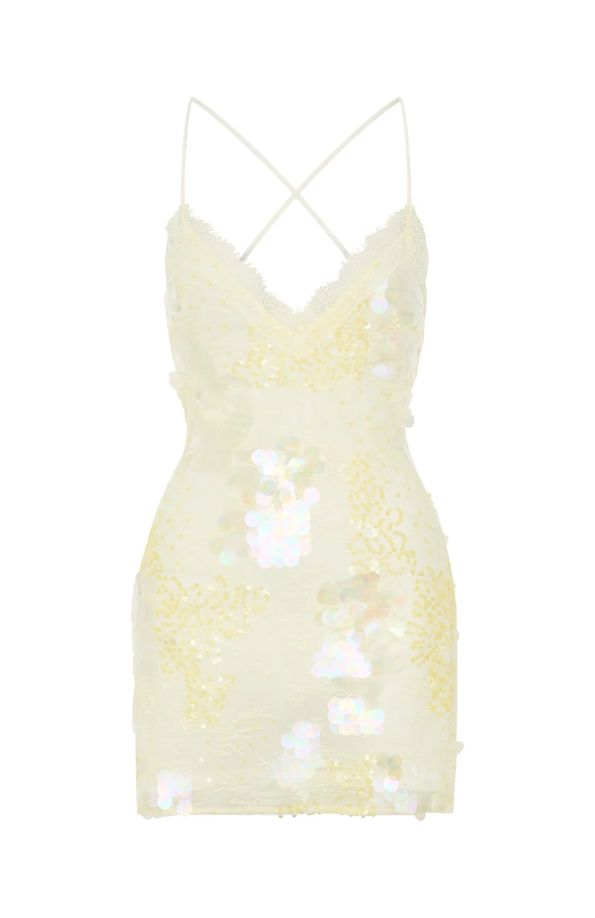 Sunset Swoon Sequin Mini Dress Lemon - luluinthesky