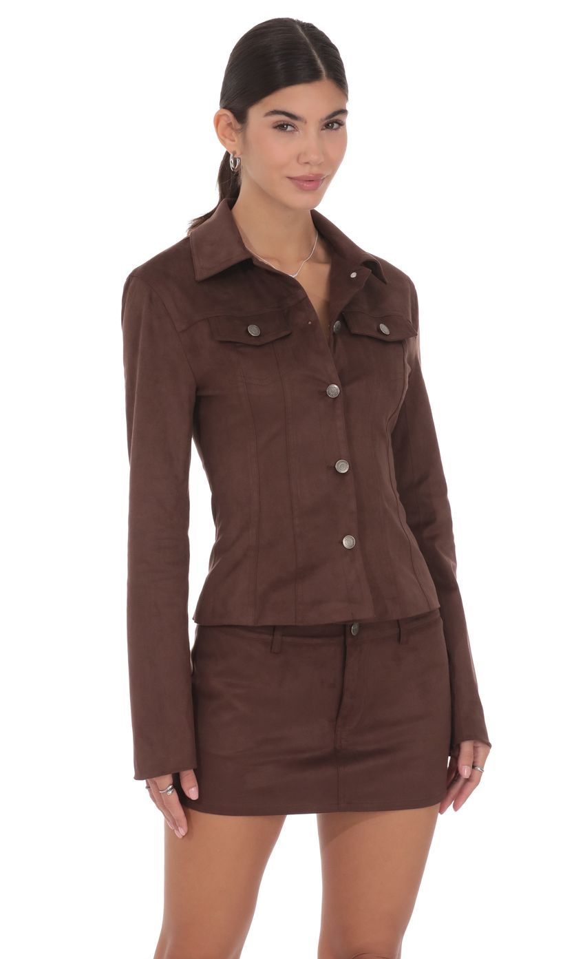 Suede Mini Skort in Chocolate