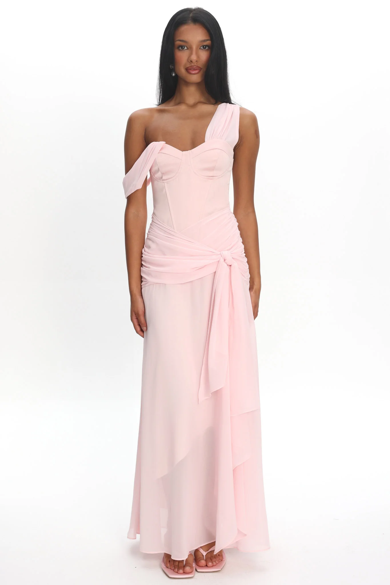 Keia Waist Sash Maxi Dress Powder Pink - luluinthesky