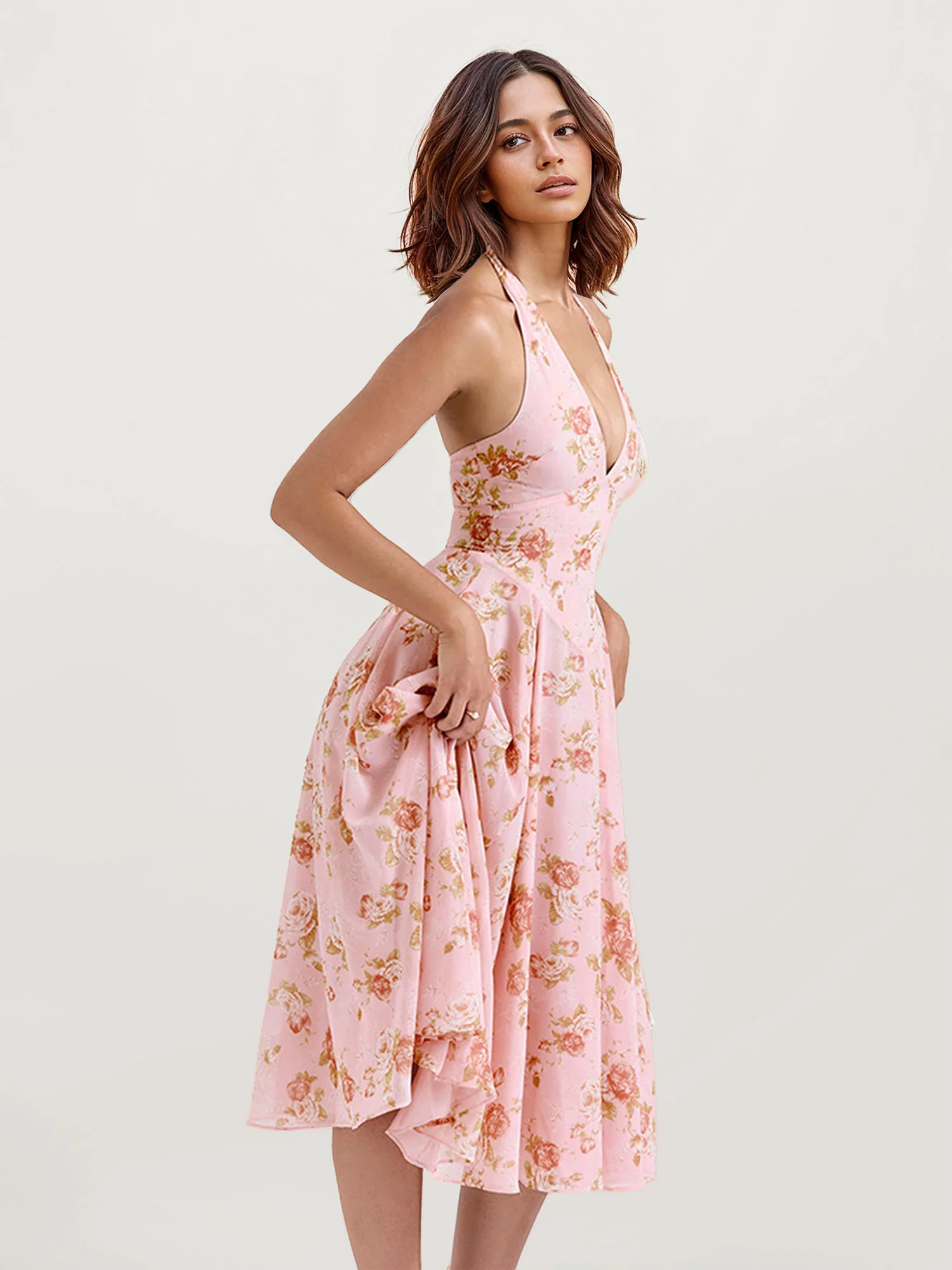 Floral Pattern Midi Dress for Elegance