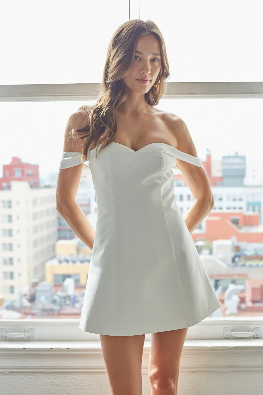Roman Off The Shoulder Mini Dress - luluinthesky