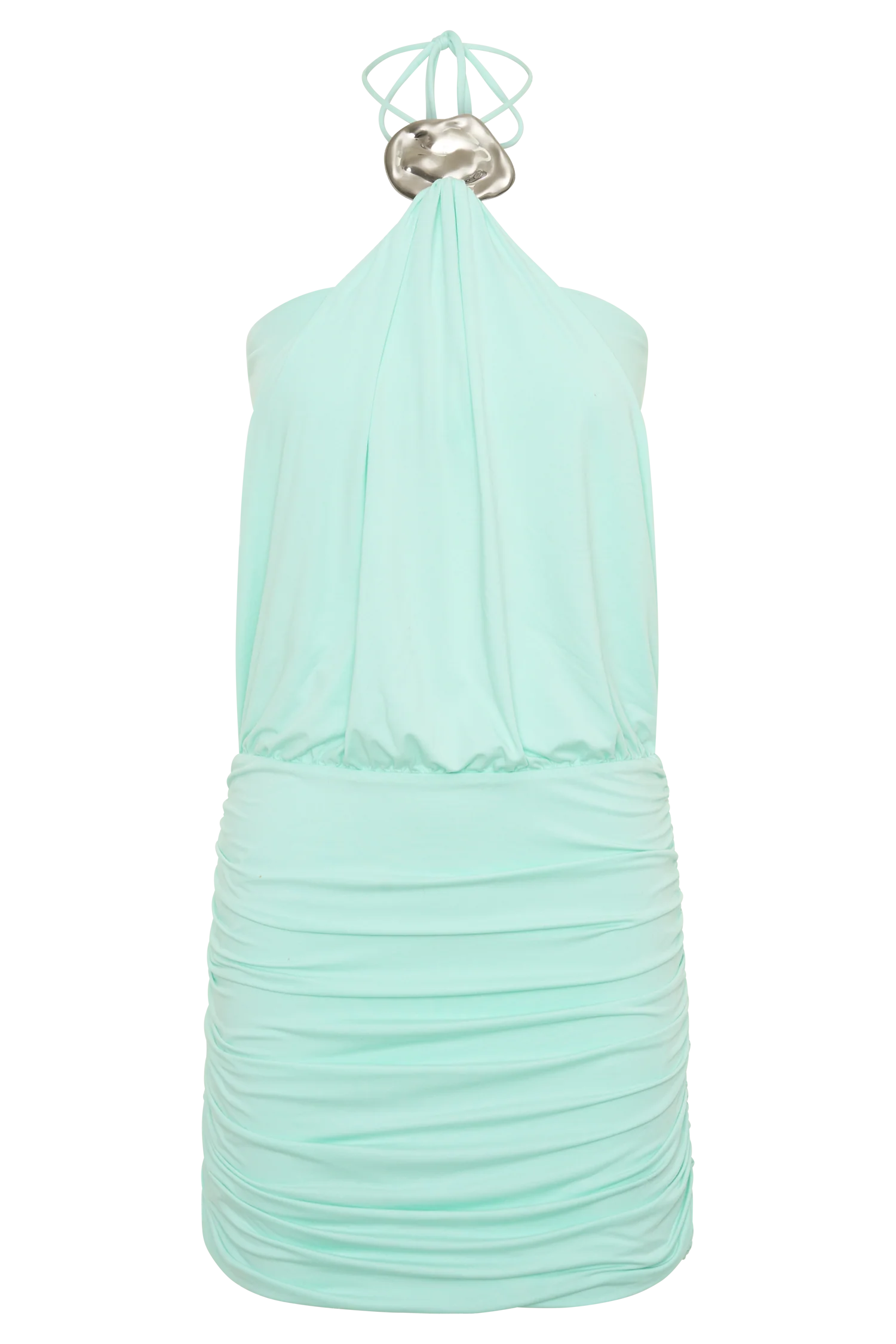 Sade Halter With Hardware Mini Dress - Sea Blue