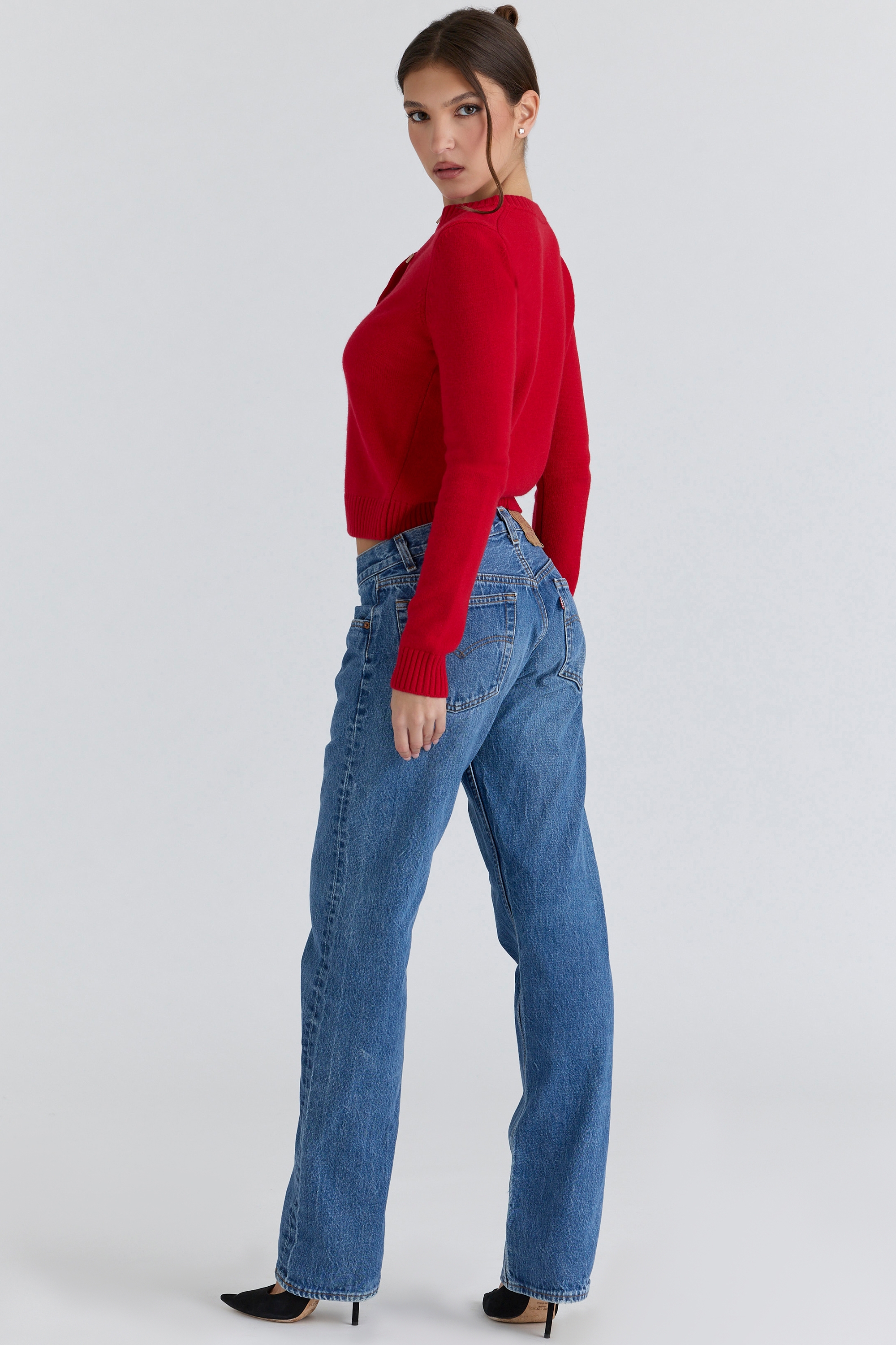 Red Cashmere + Merino Wool Cardigan
