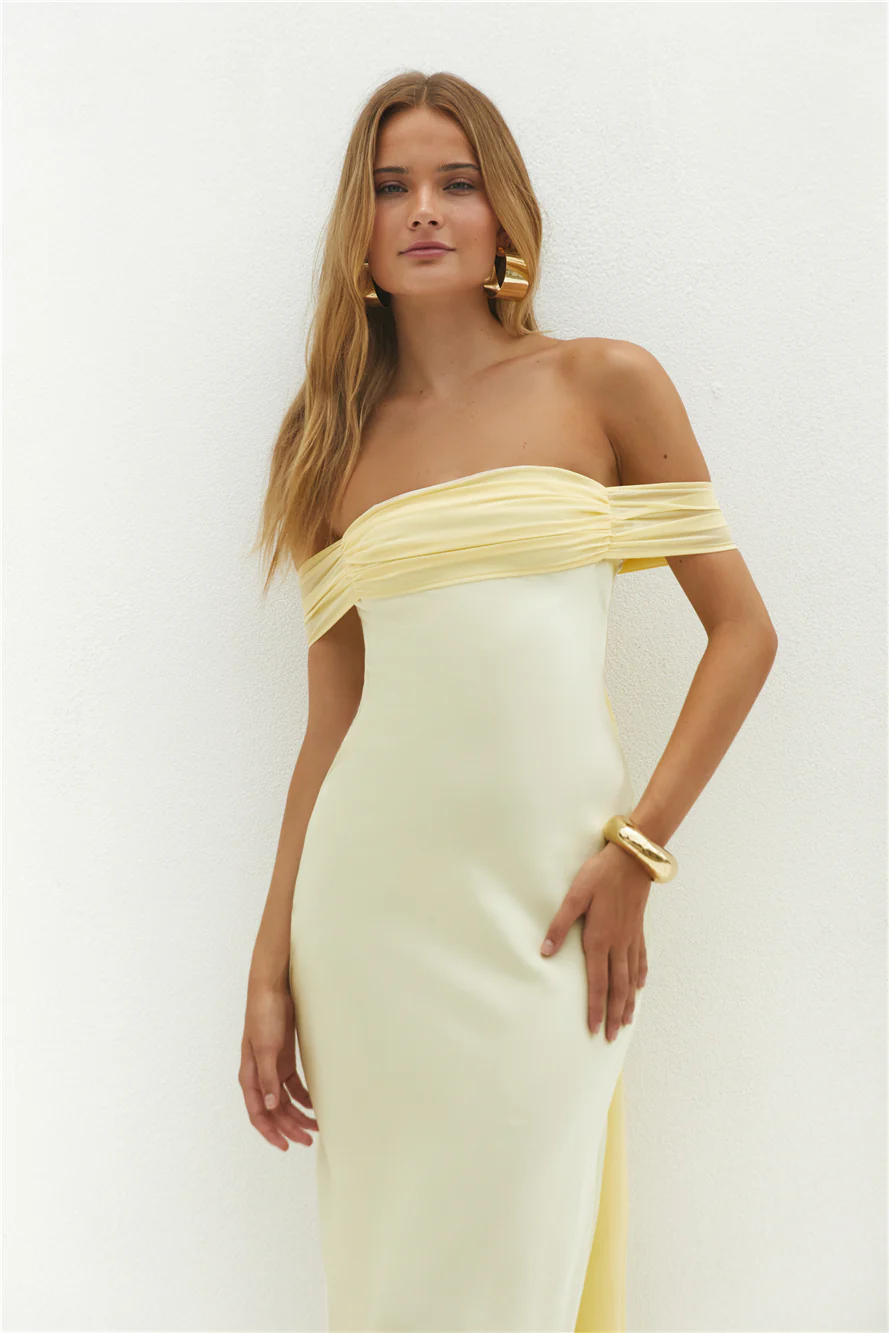 Cleo Cove Strapless Maxi Dress Butter Yellow - luluinthesky